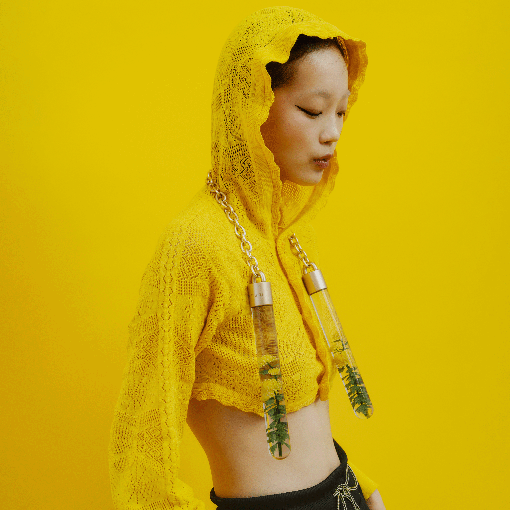 KIKU hooded cardigan Yellow