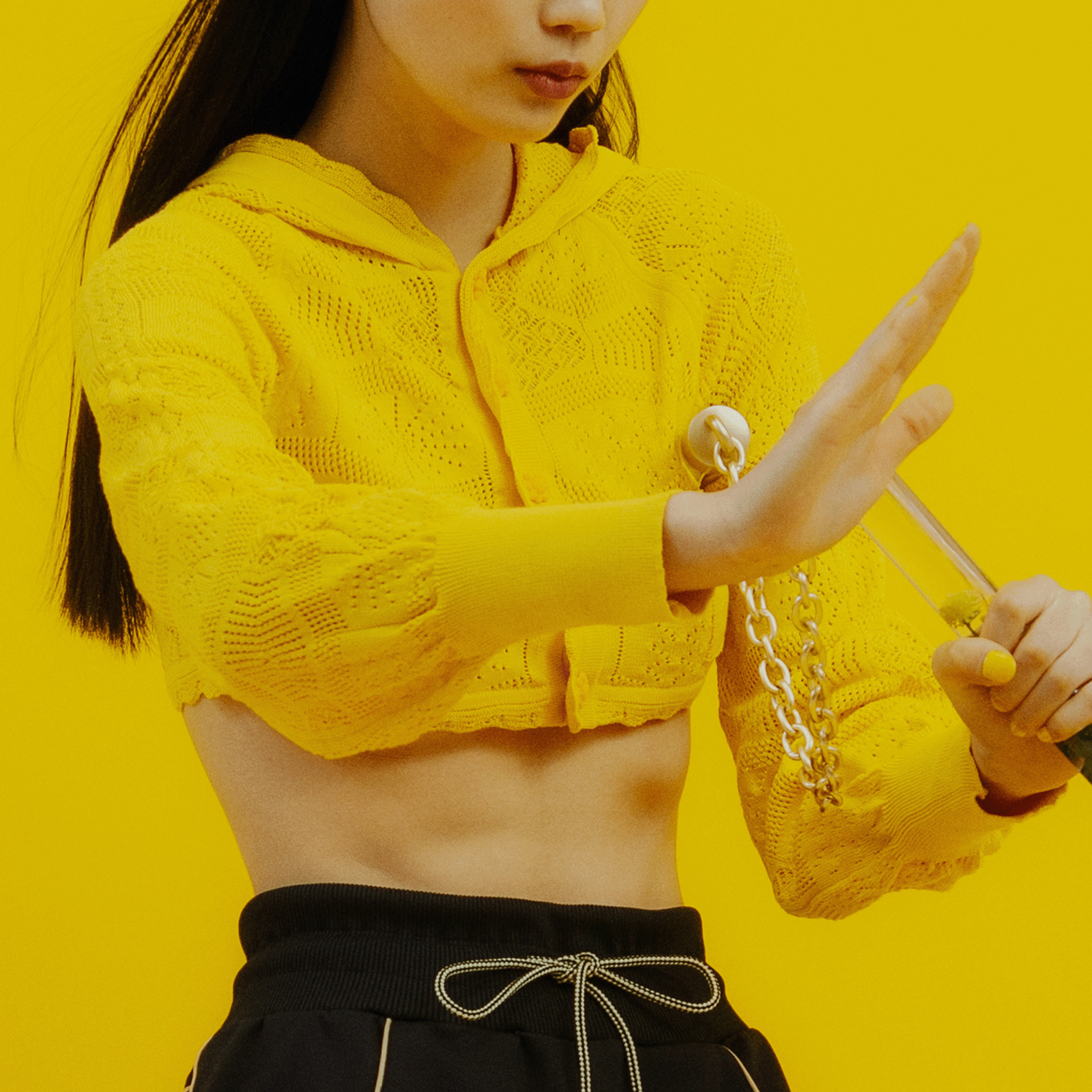 KIKU hooded cardigan Yellow