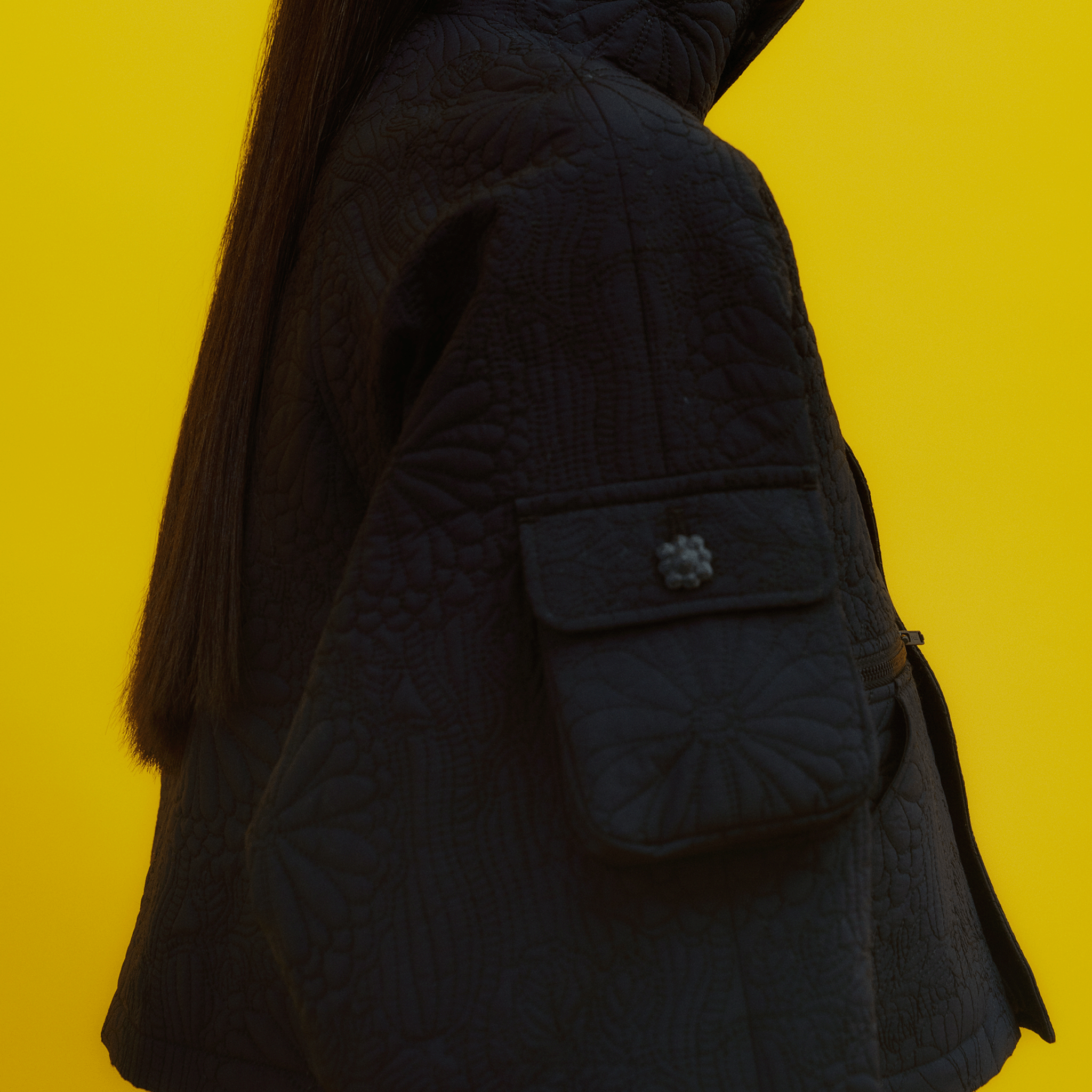 KIKU quilted cropped jacket Black