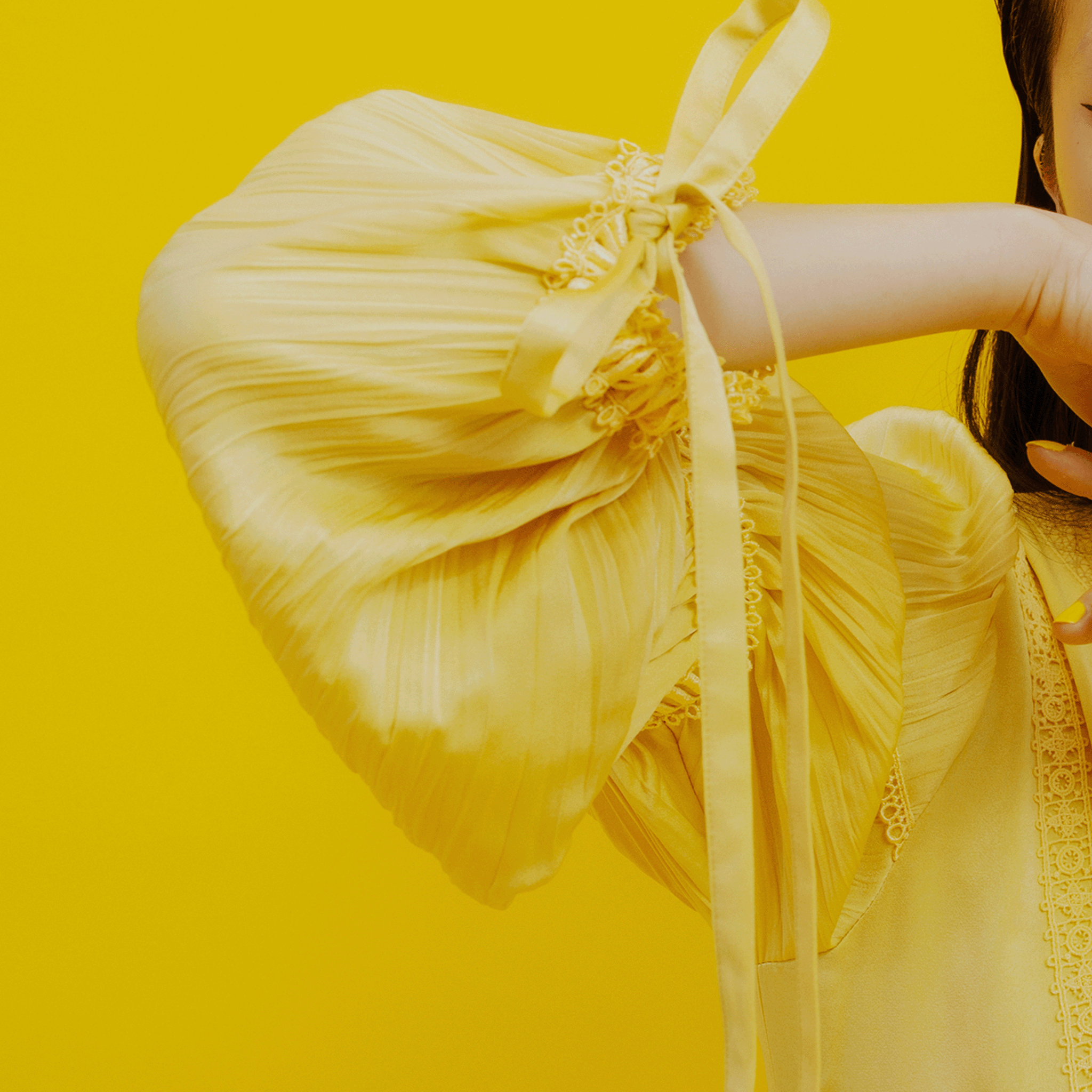 KIKU embroidered corset dress Yellow