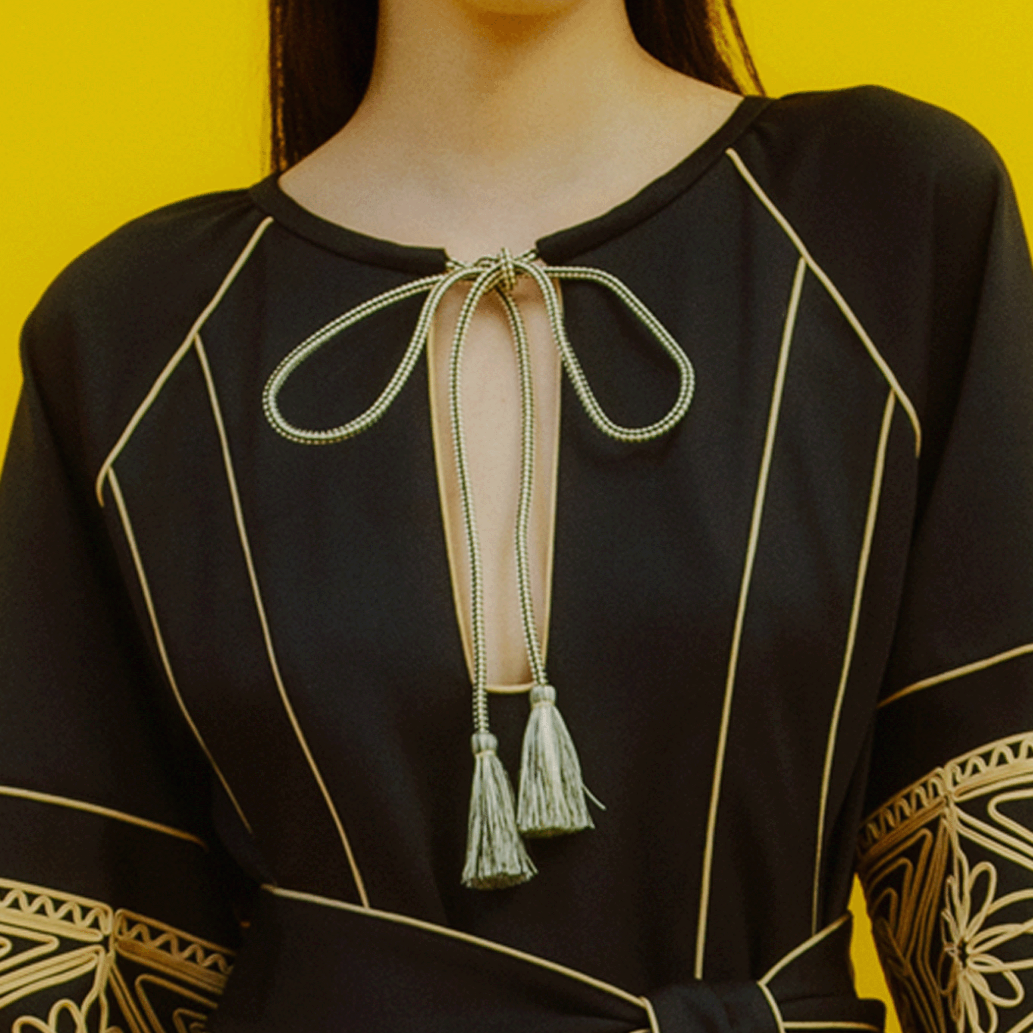 KIKU smock jersey dress Black