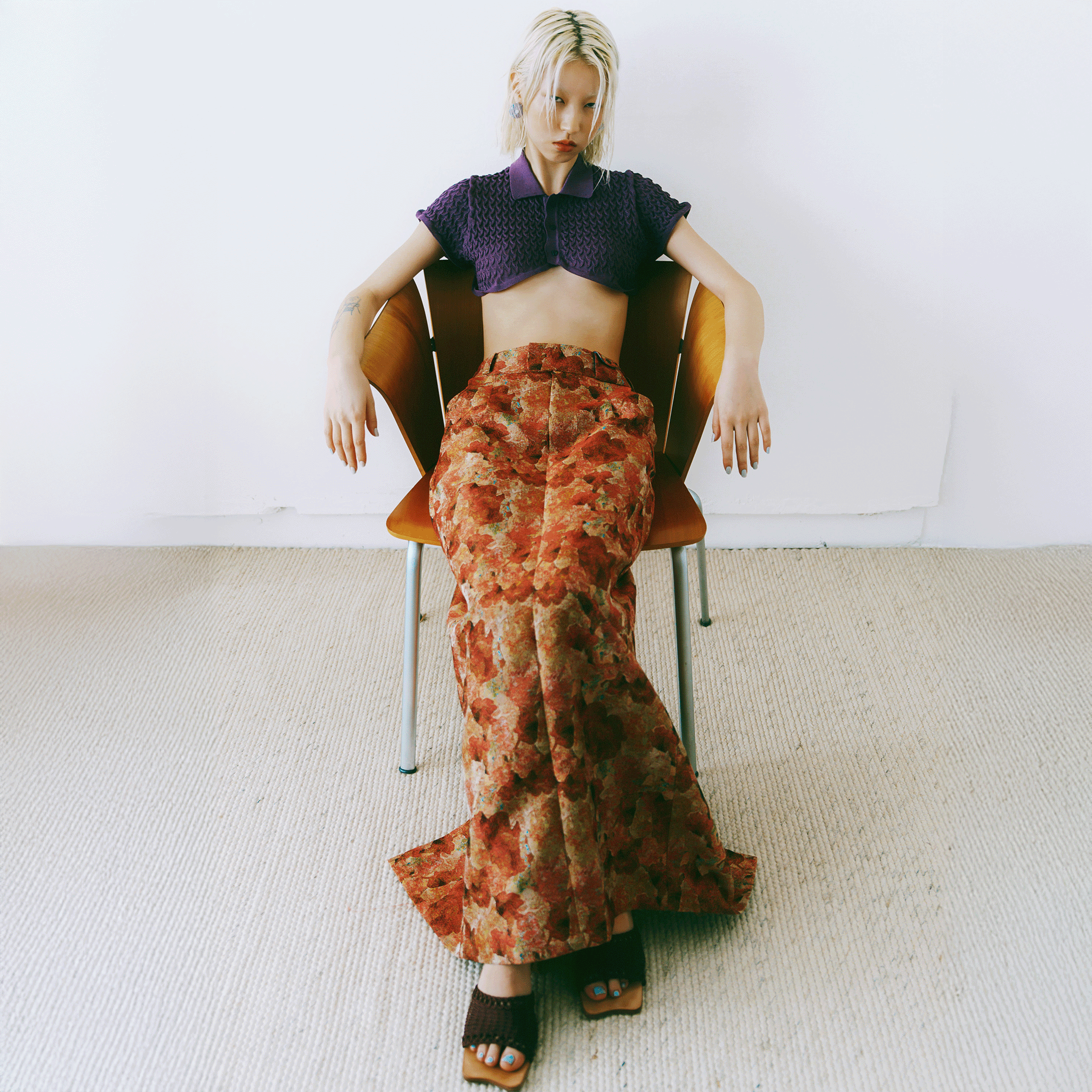 Snapdragon Floral Jacquard skirt Red【予約販売:2026年3月~5月発送予定】