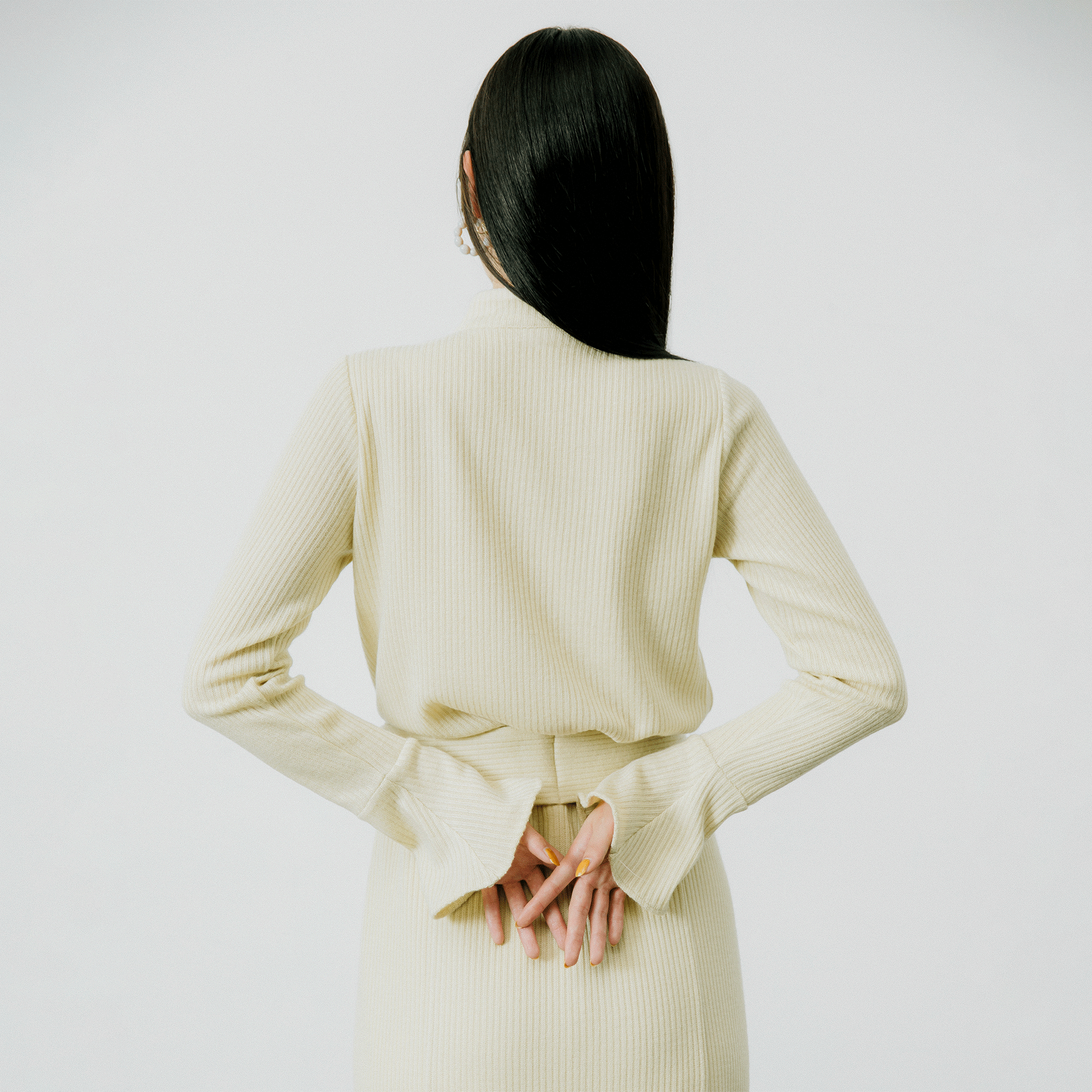 Waist belt ruched knit skirt
