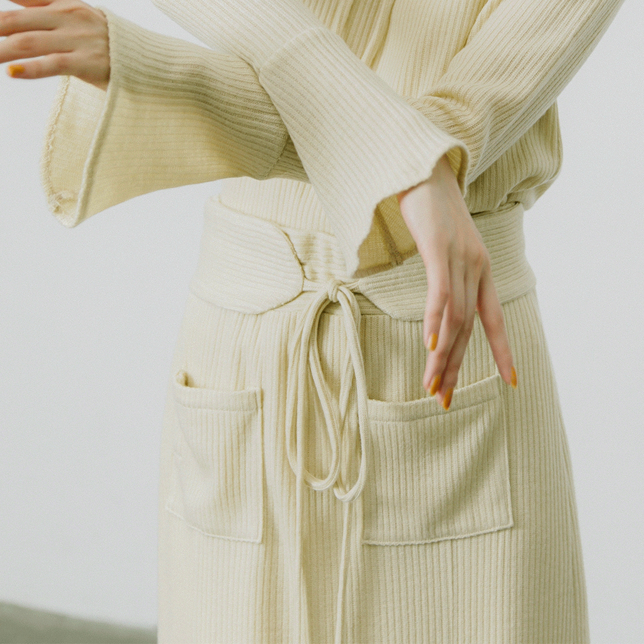 Waist belt ruched knit skirt