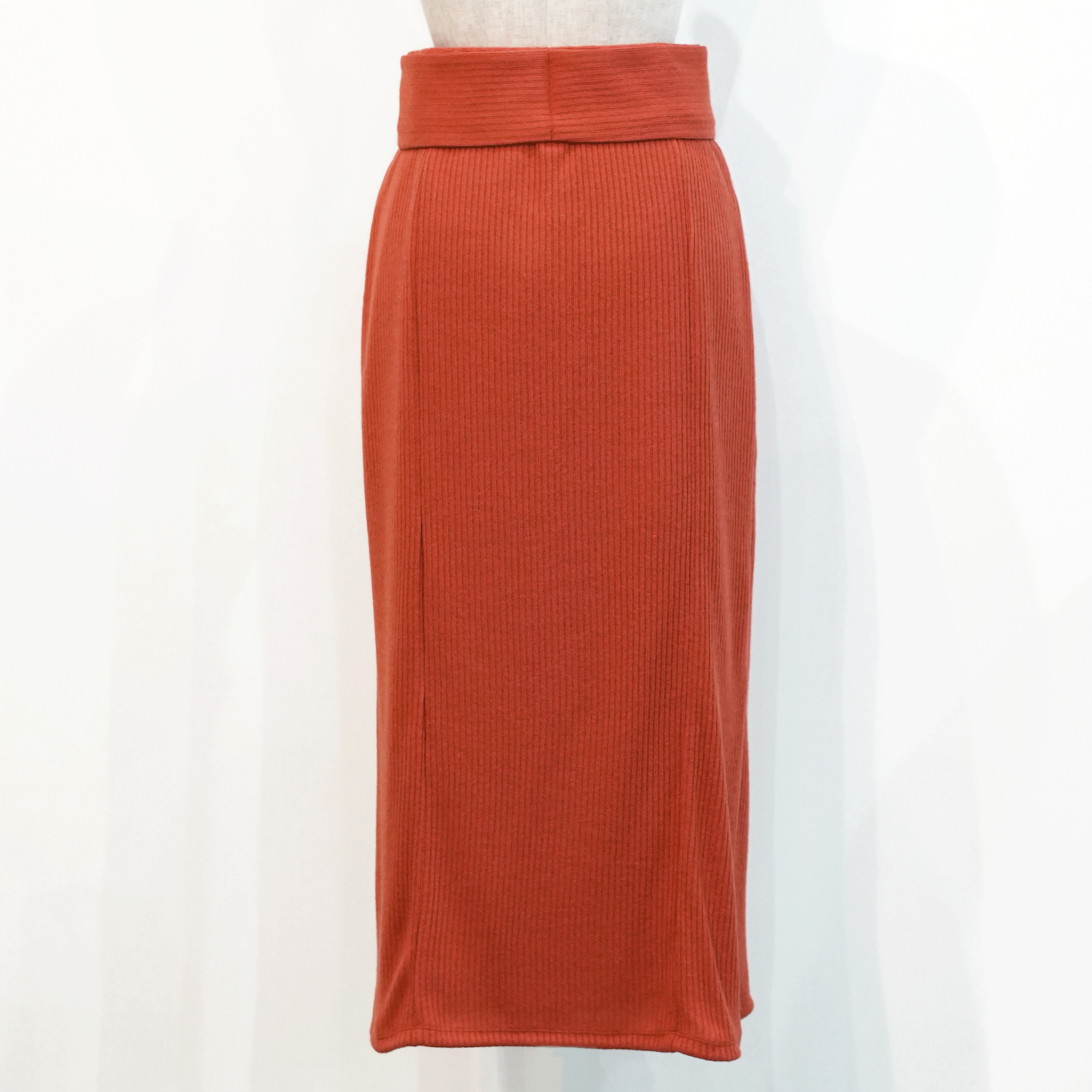 Waist belt ruched knit skirt
