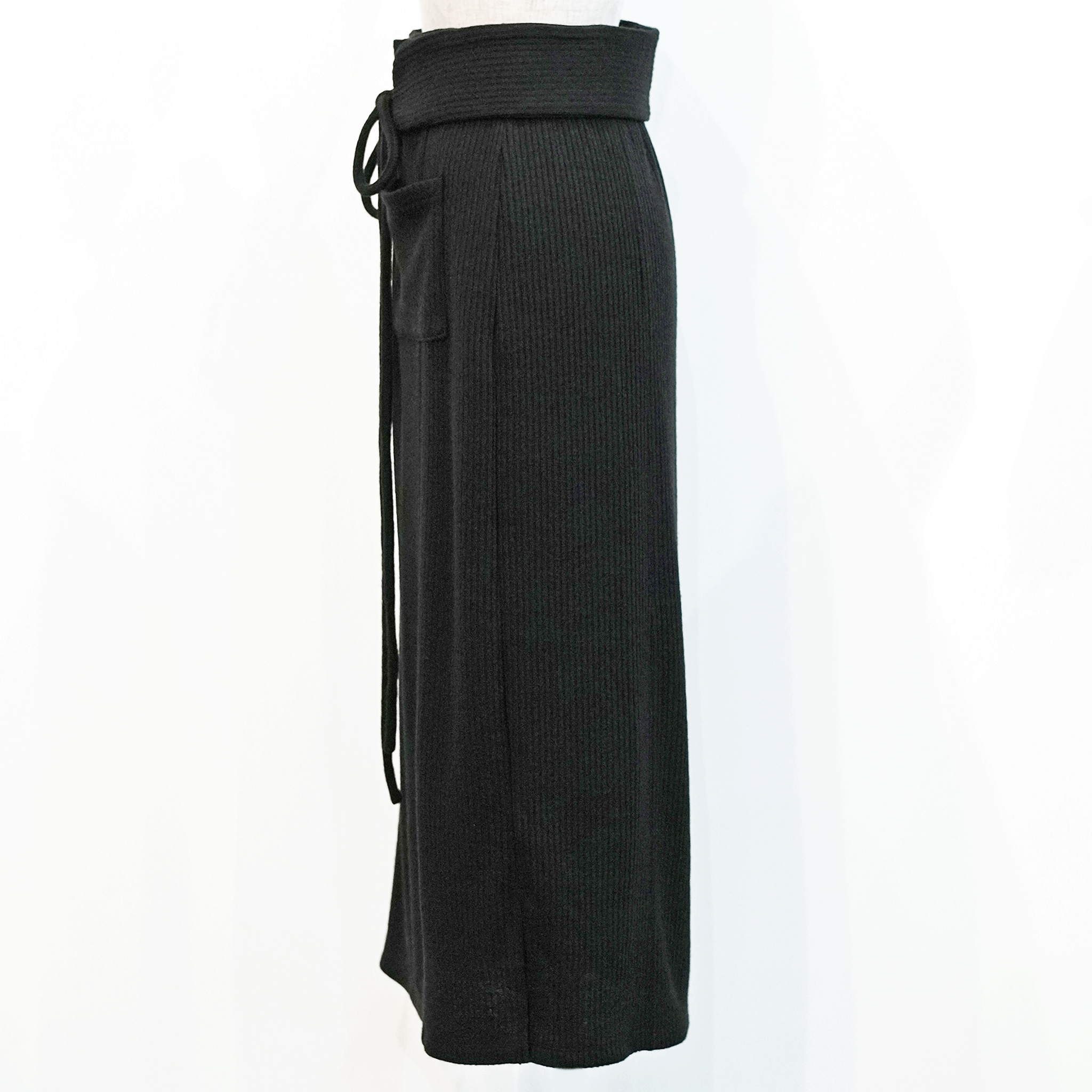 Waist belt ruched knit skirt