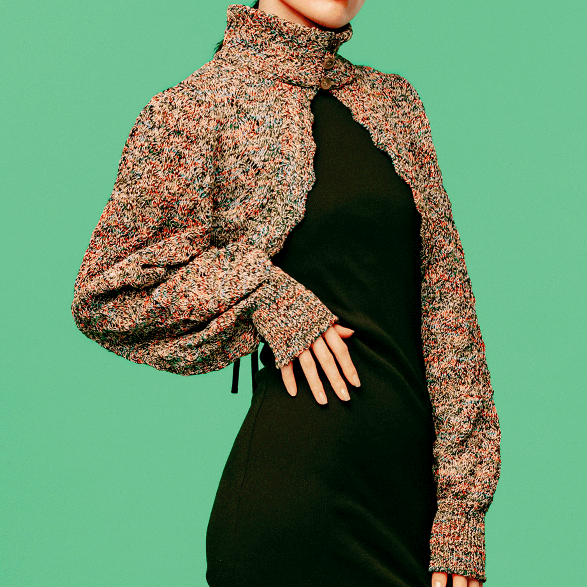 Cropped wavy knit cardigan Fireworks