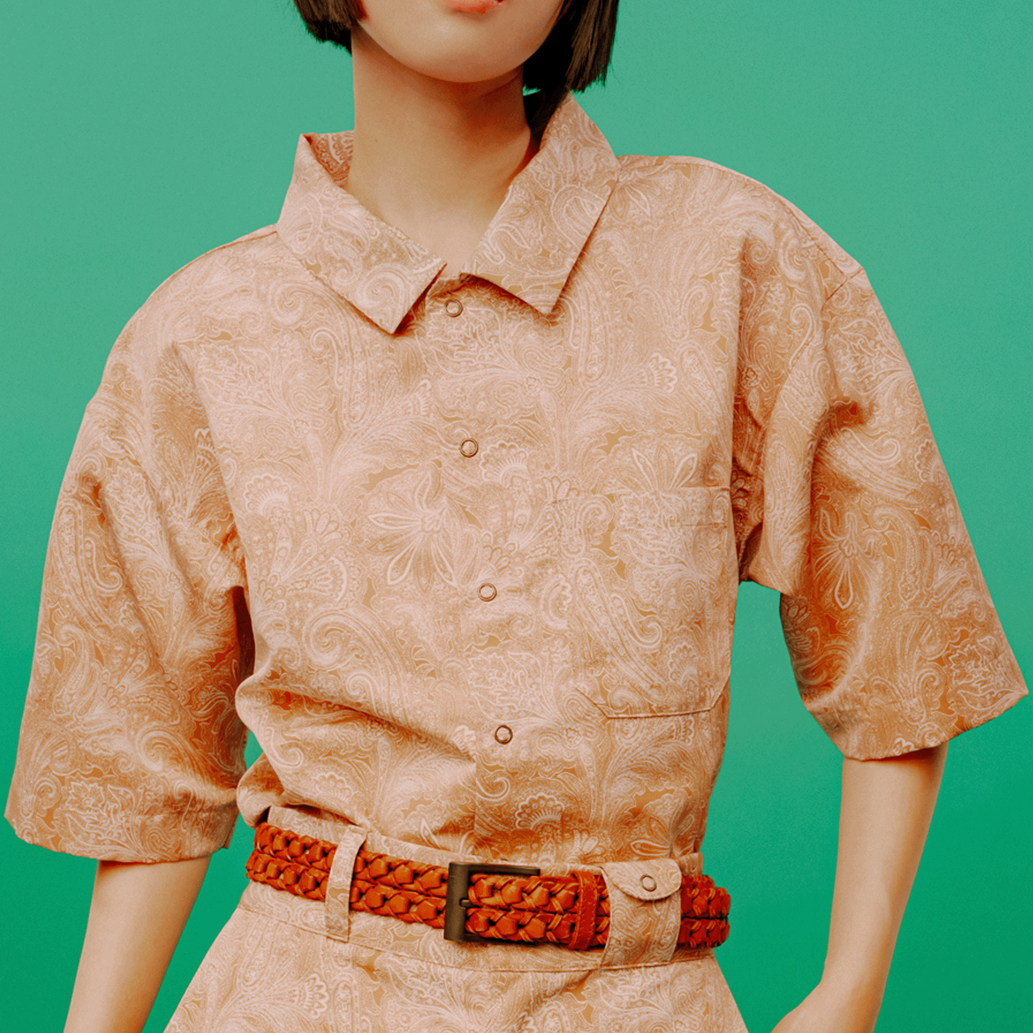 Paisley-print shirt Beige