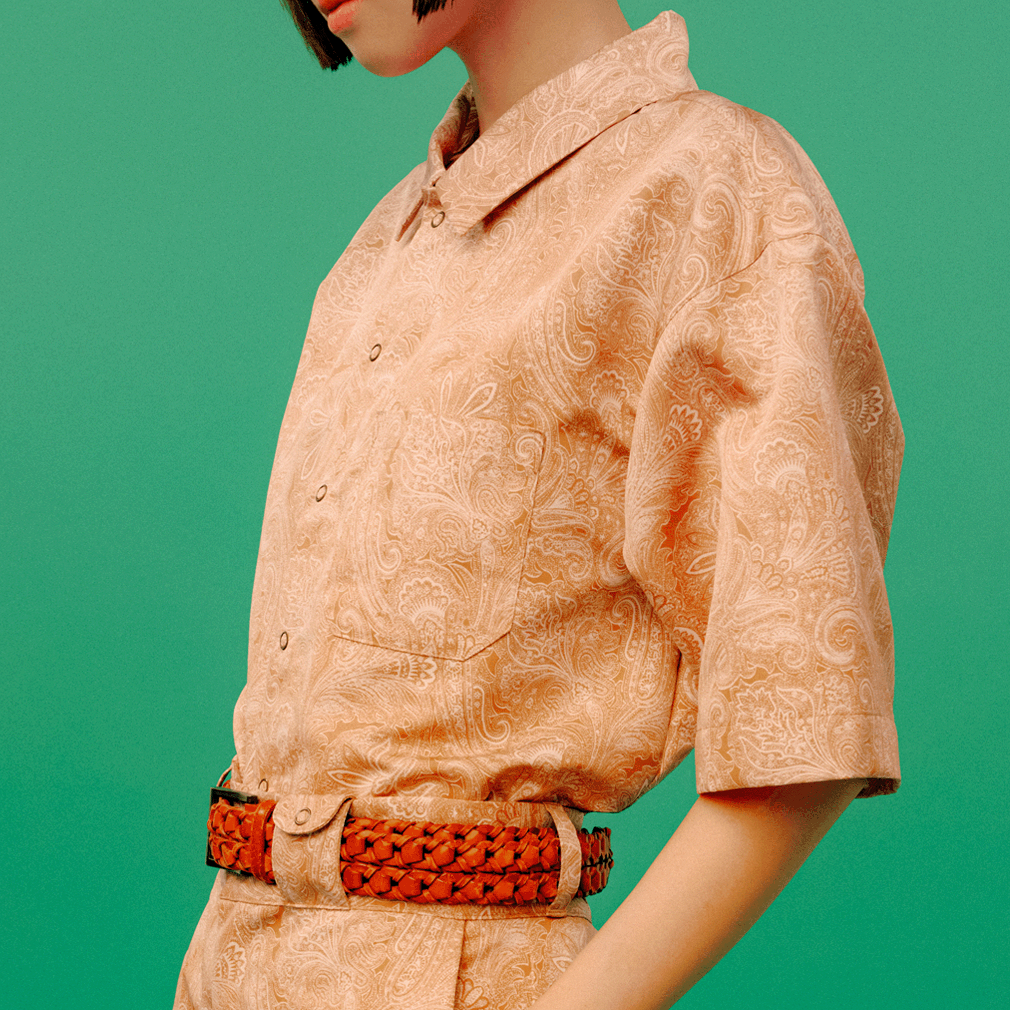 Paisley-print shirt Beige