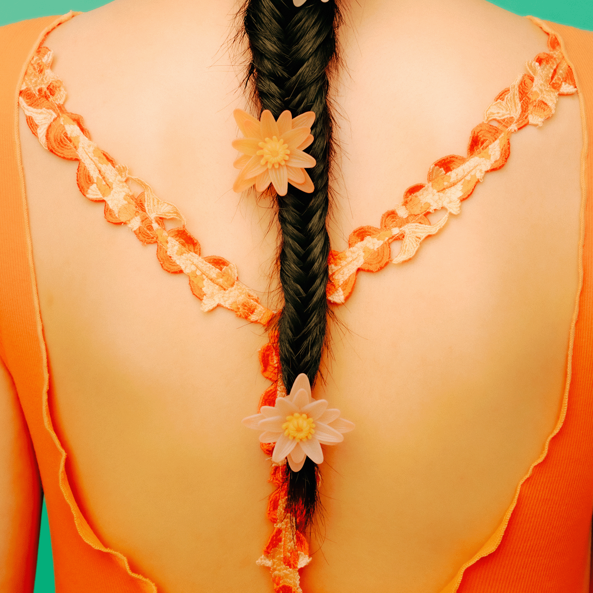 Water lily hair cuff - M - Orange