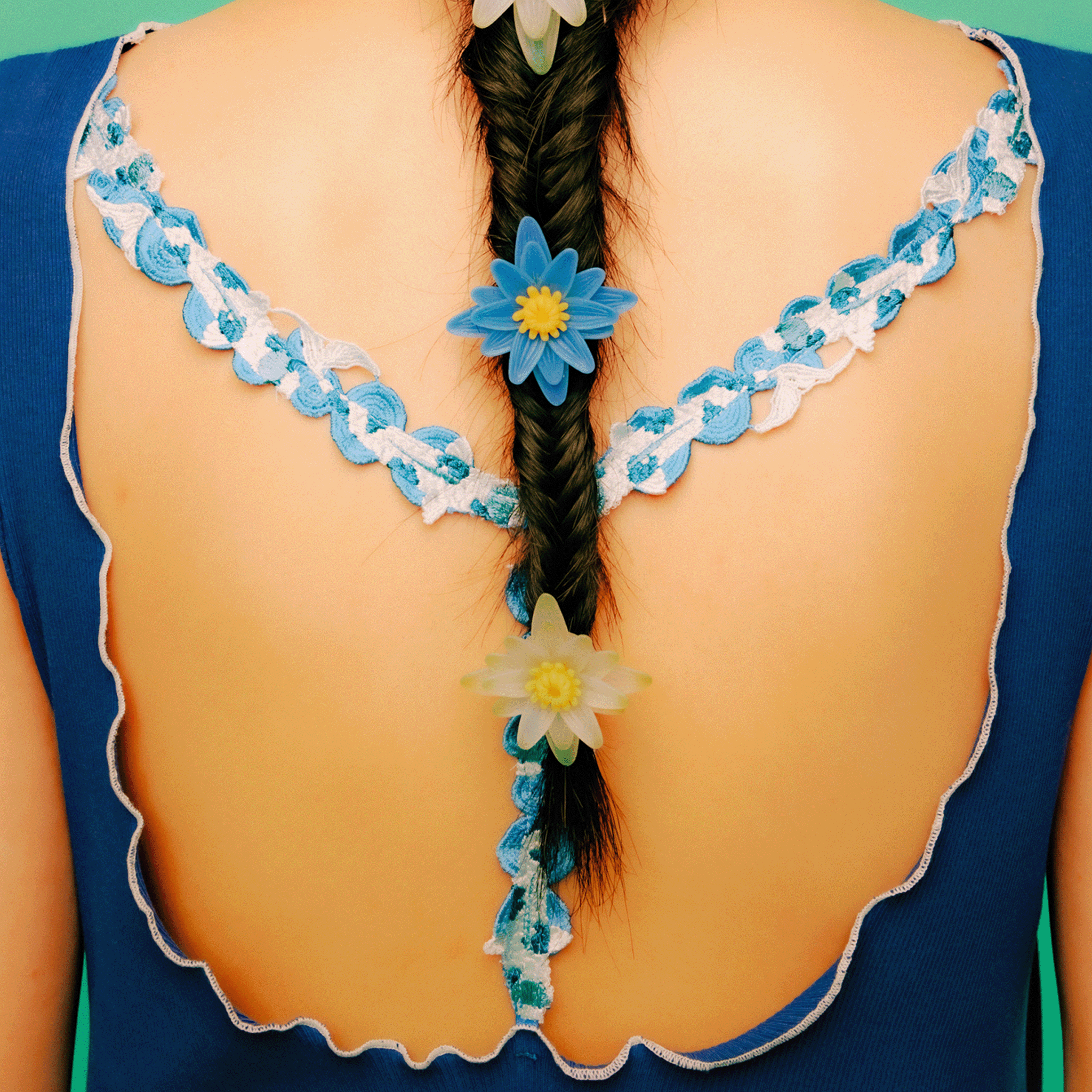 Water lily hair cuff - M - Blue