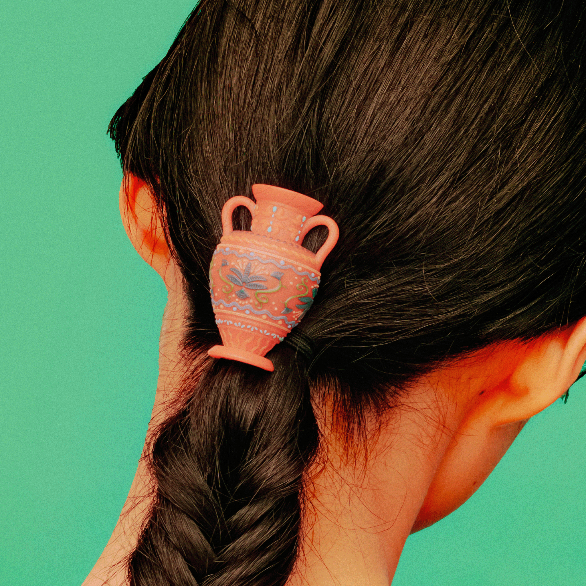 Flower vase barrette Red