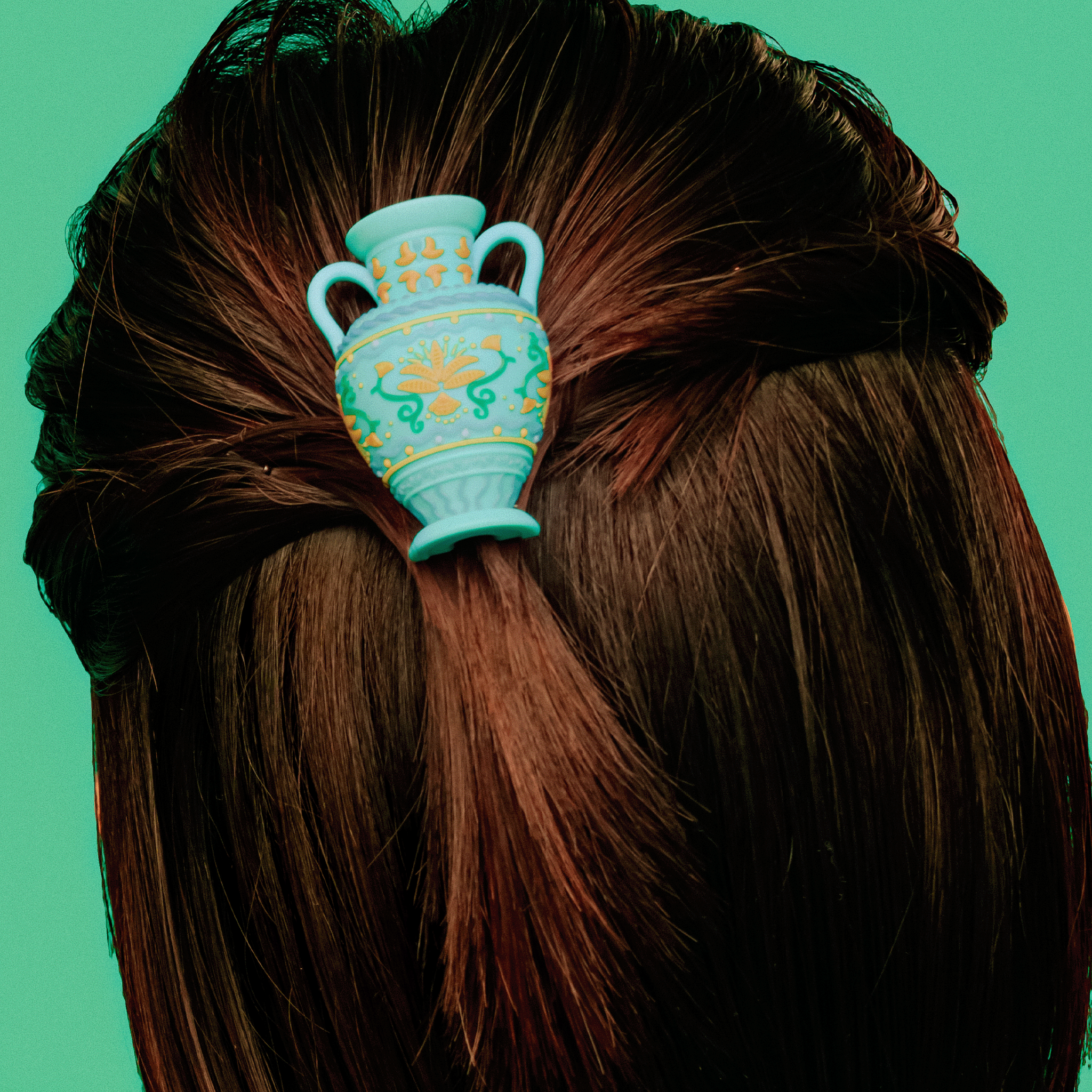 Flower vase barrette Turquoise