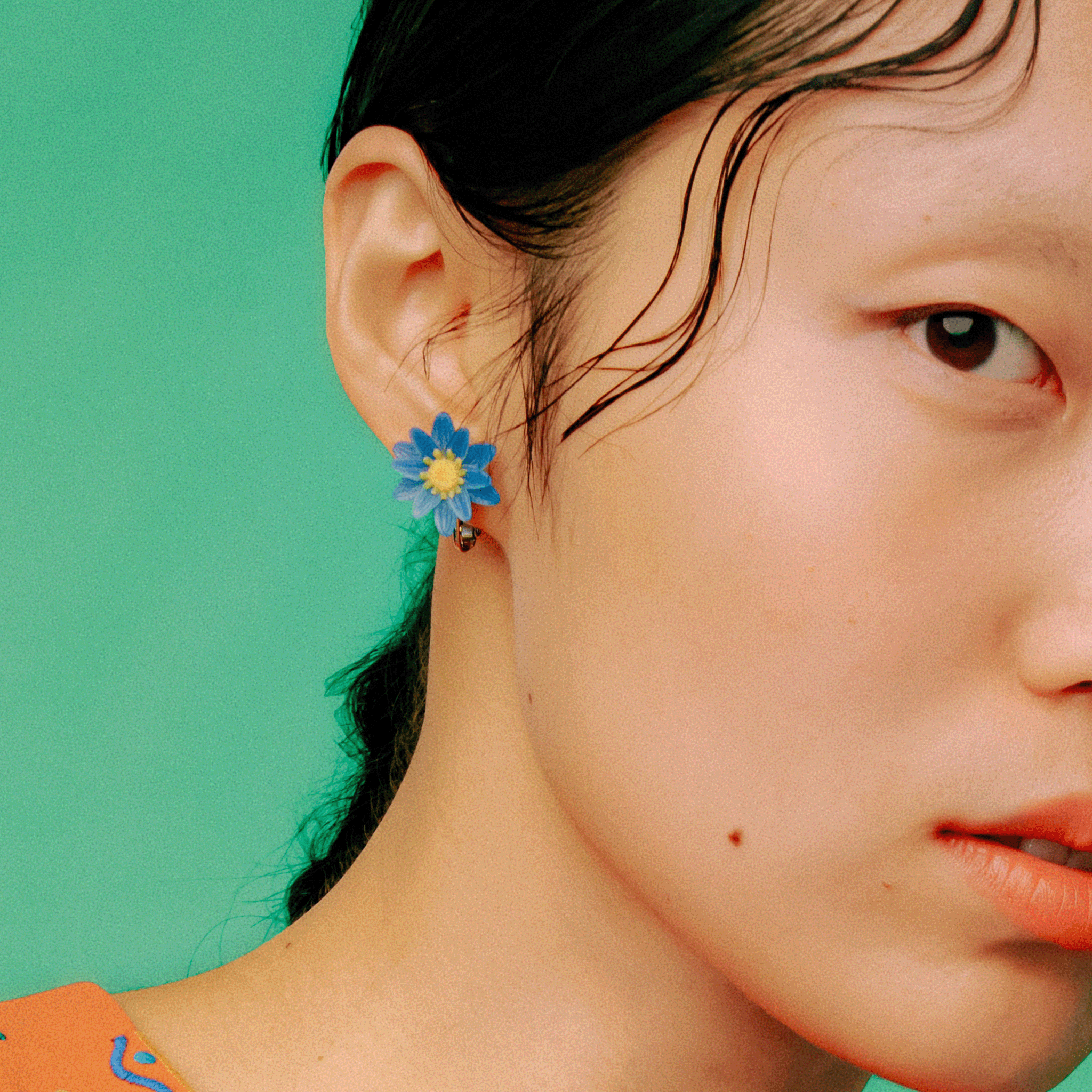 Water lily earrings - S - Blue