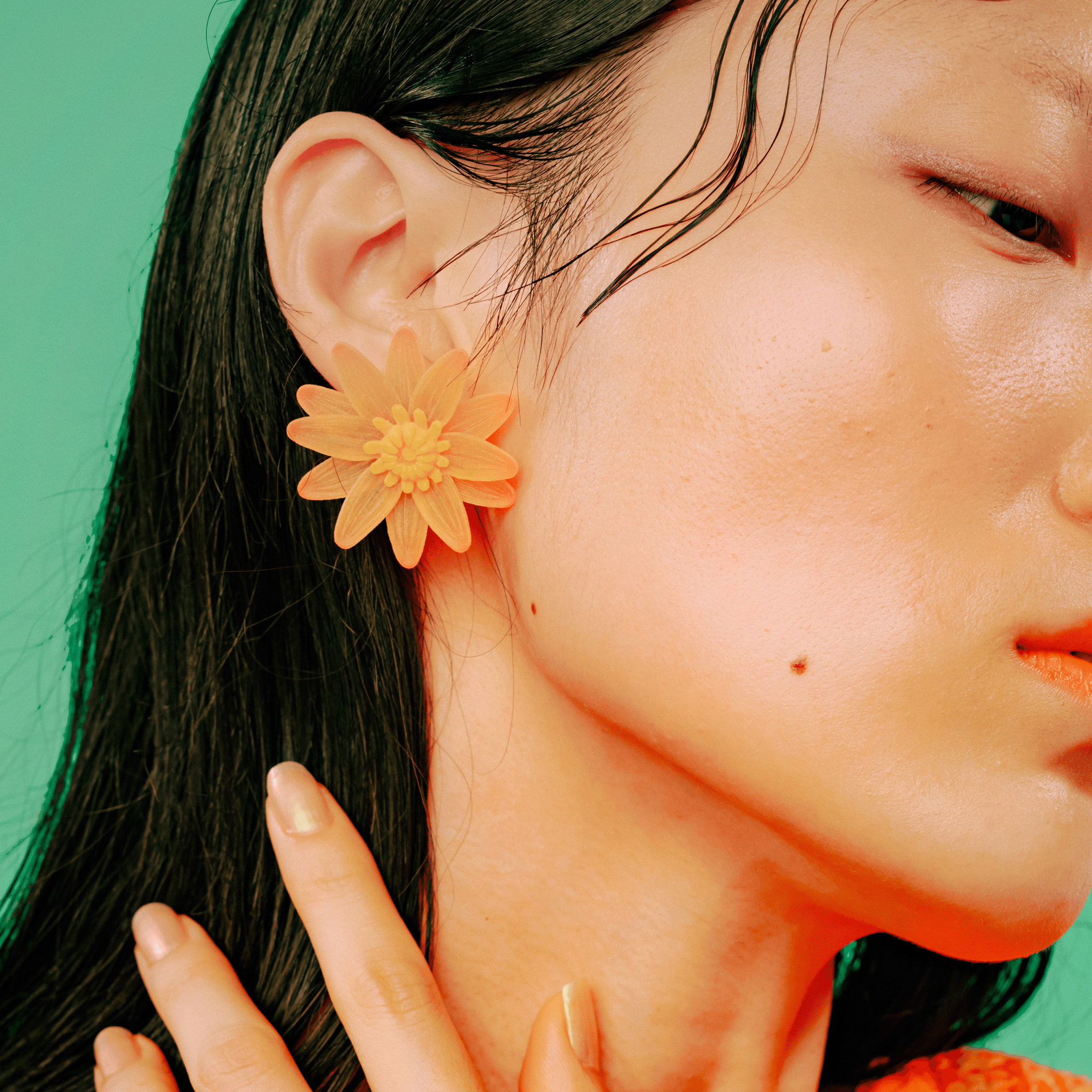 Water lily earrings - M - Orange