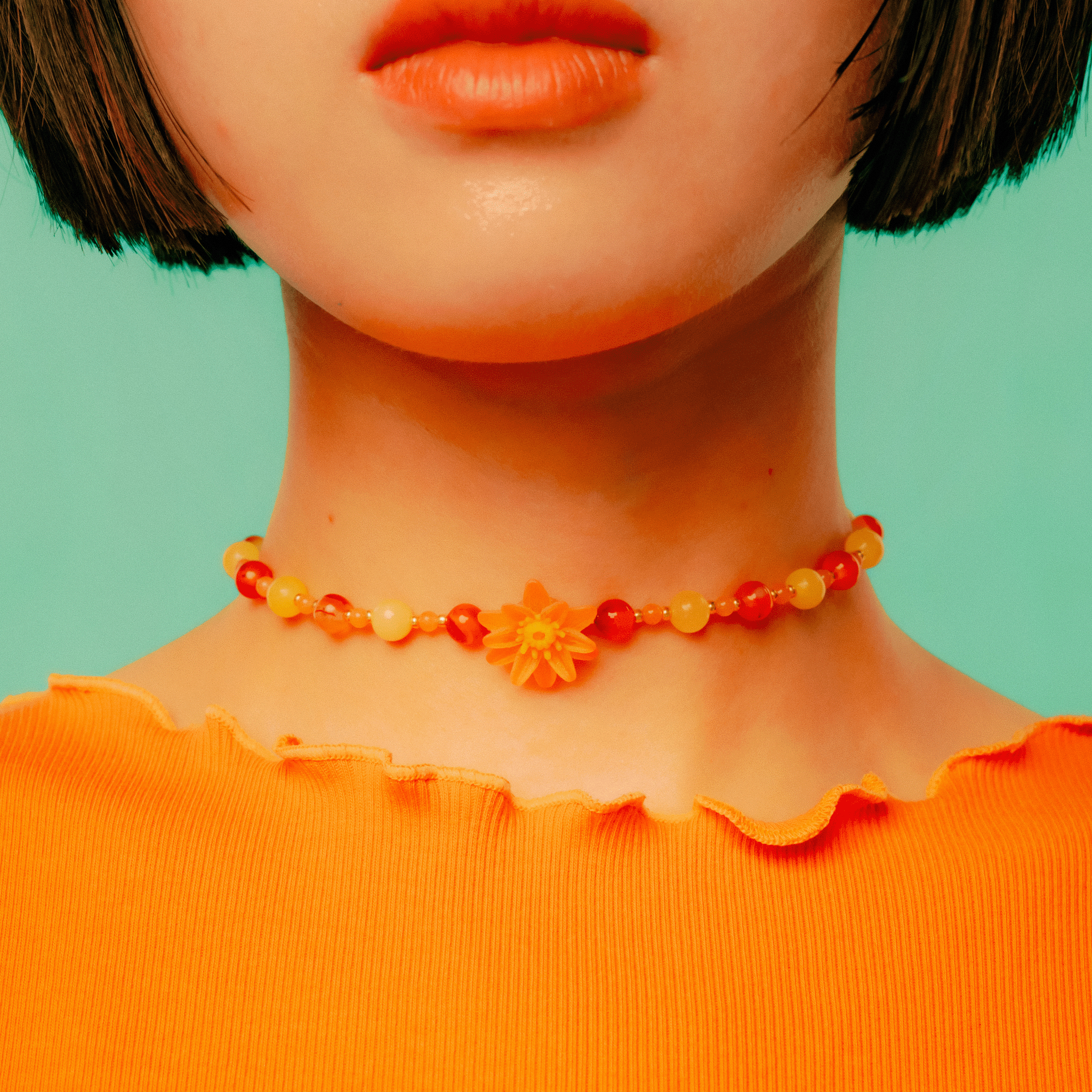 Water lily choker Orange
