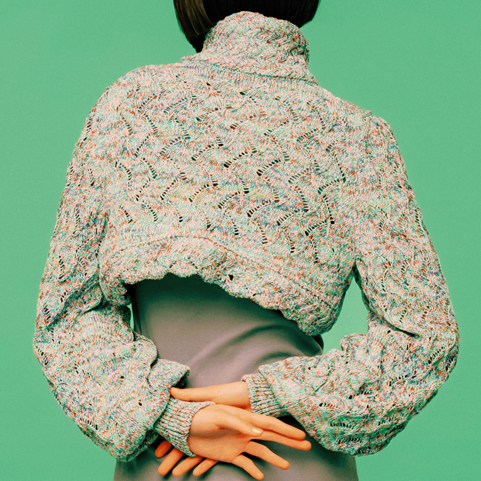 Cropped wavy knit cardigan Bubble