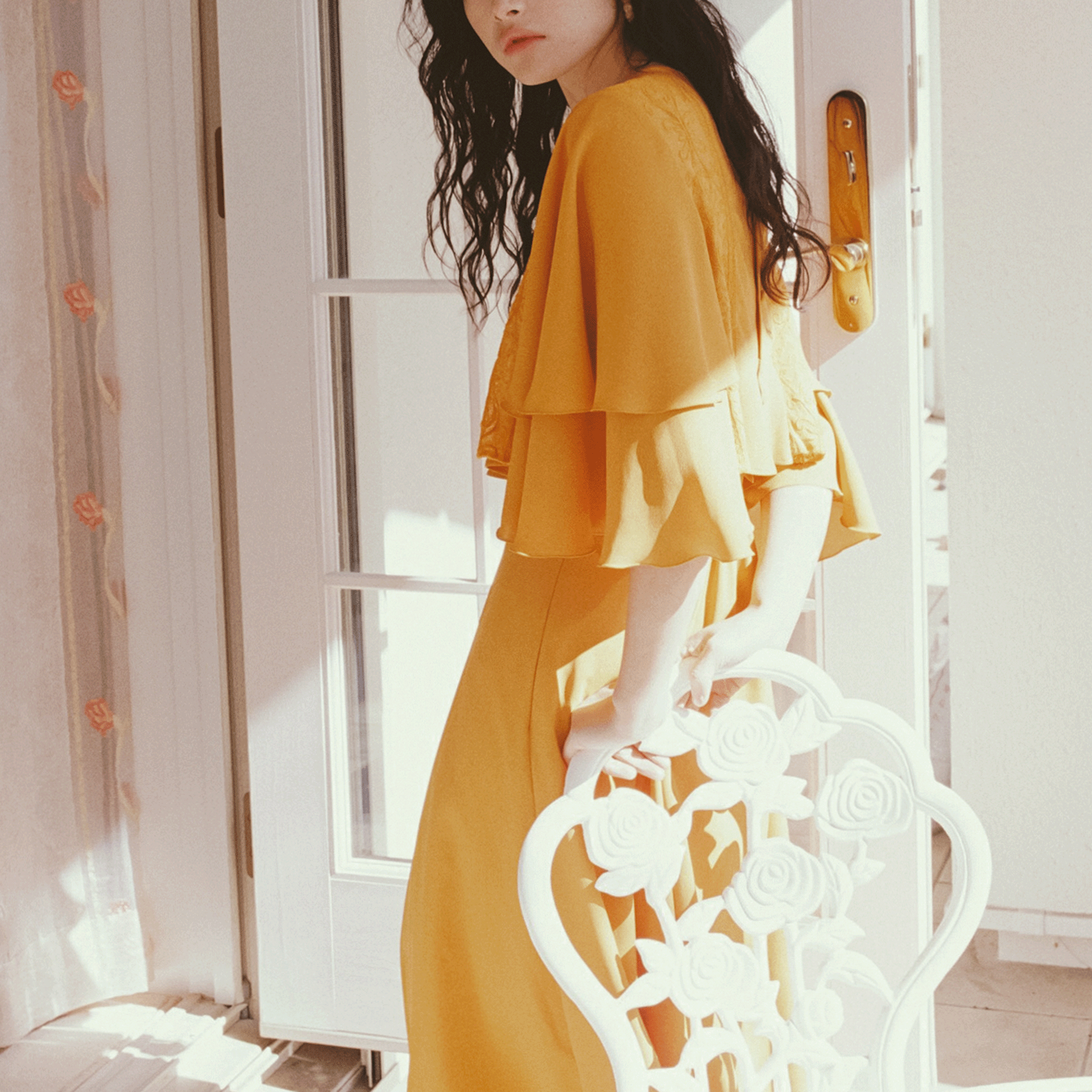 Sun lace cropped blouse Orange