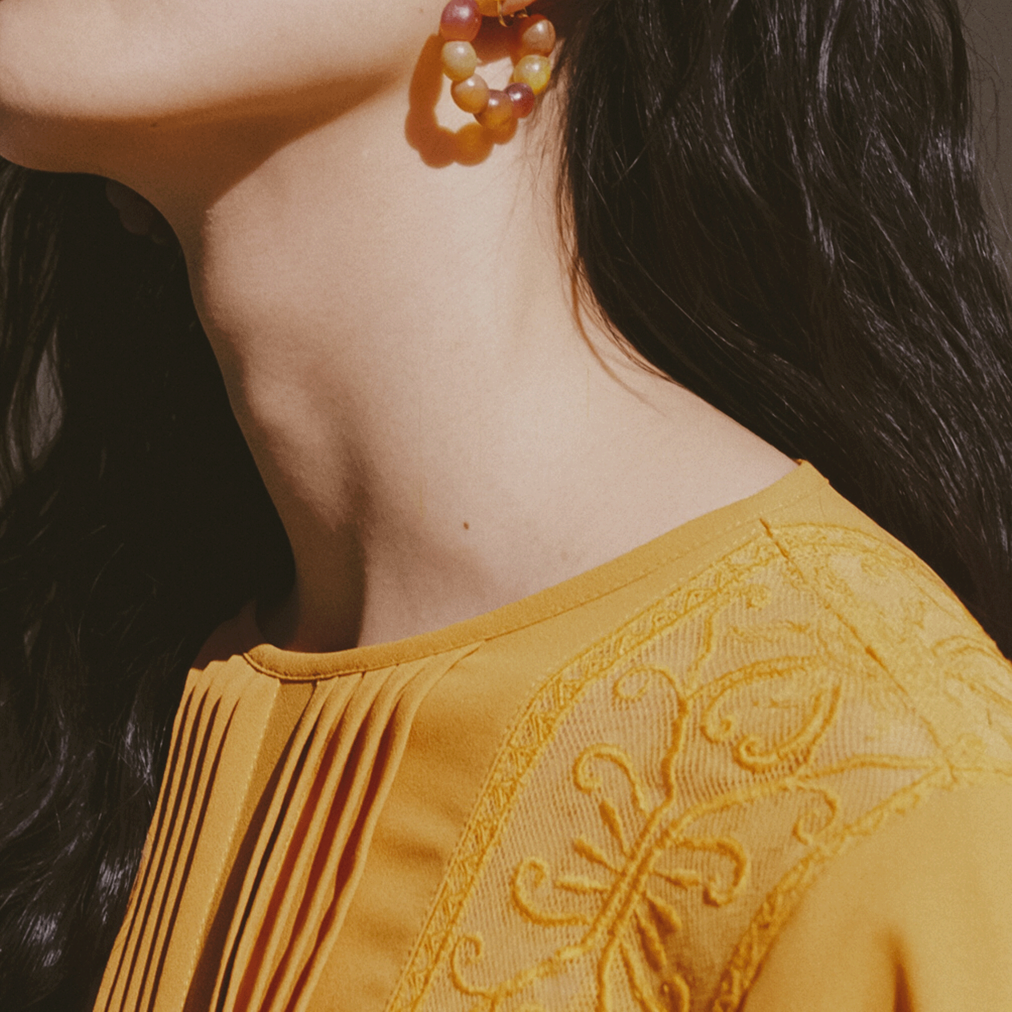 Sun lace cropped blouse Orange