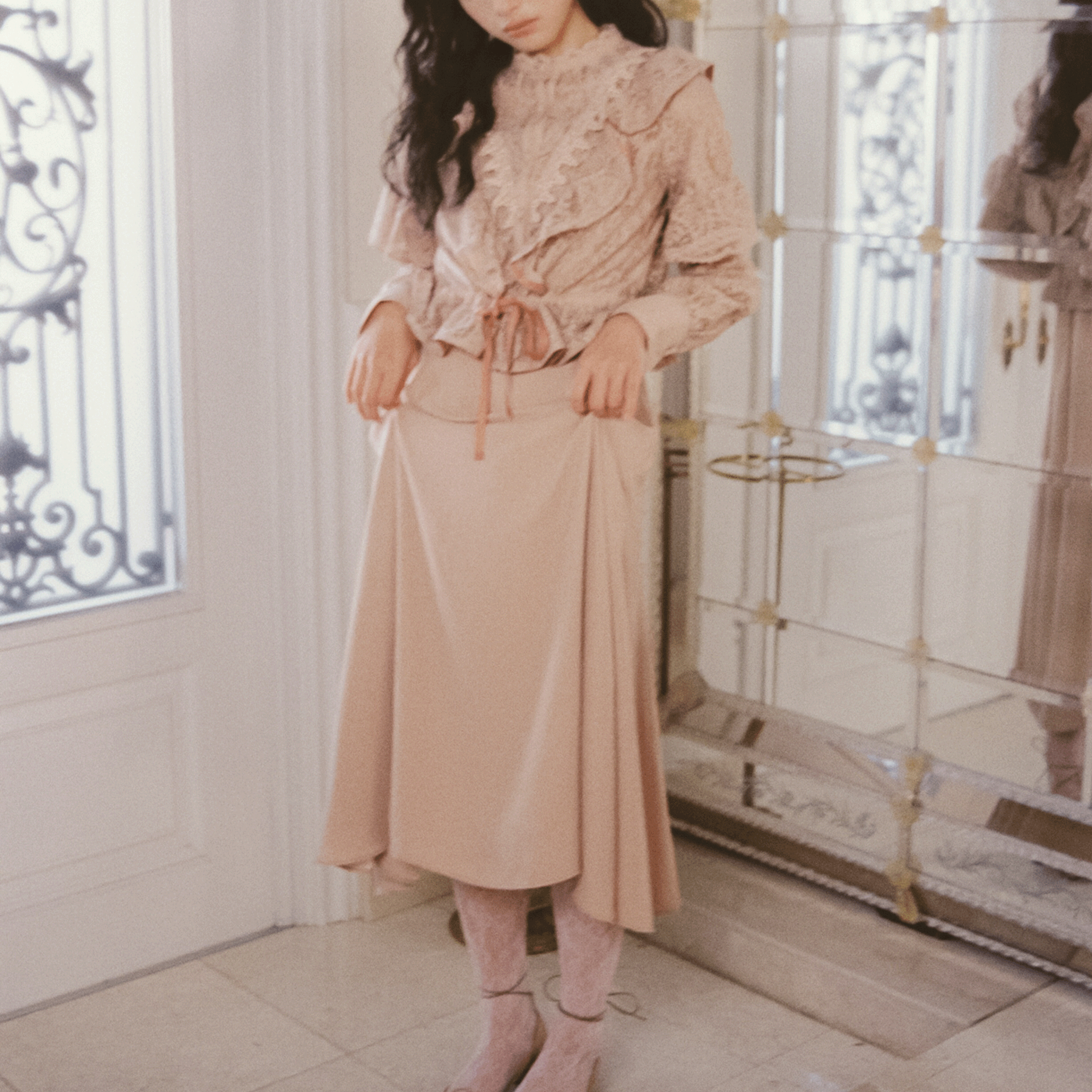 2-Way organic cotton lace midi dress