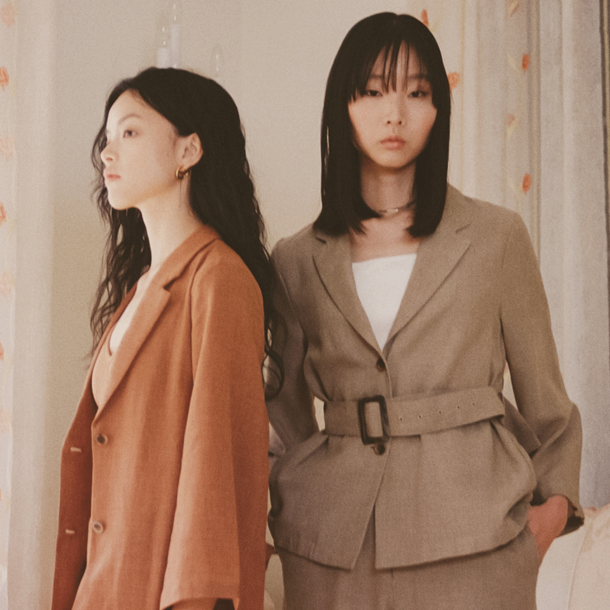 Ramie melange summer jacket Brown