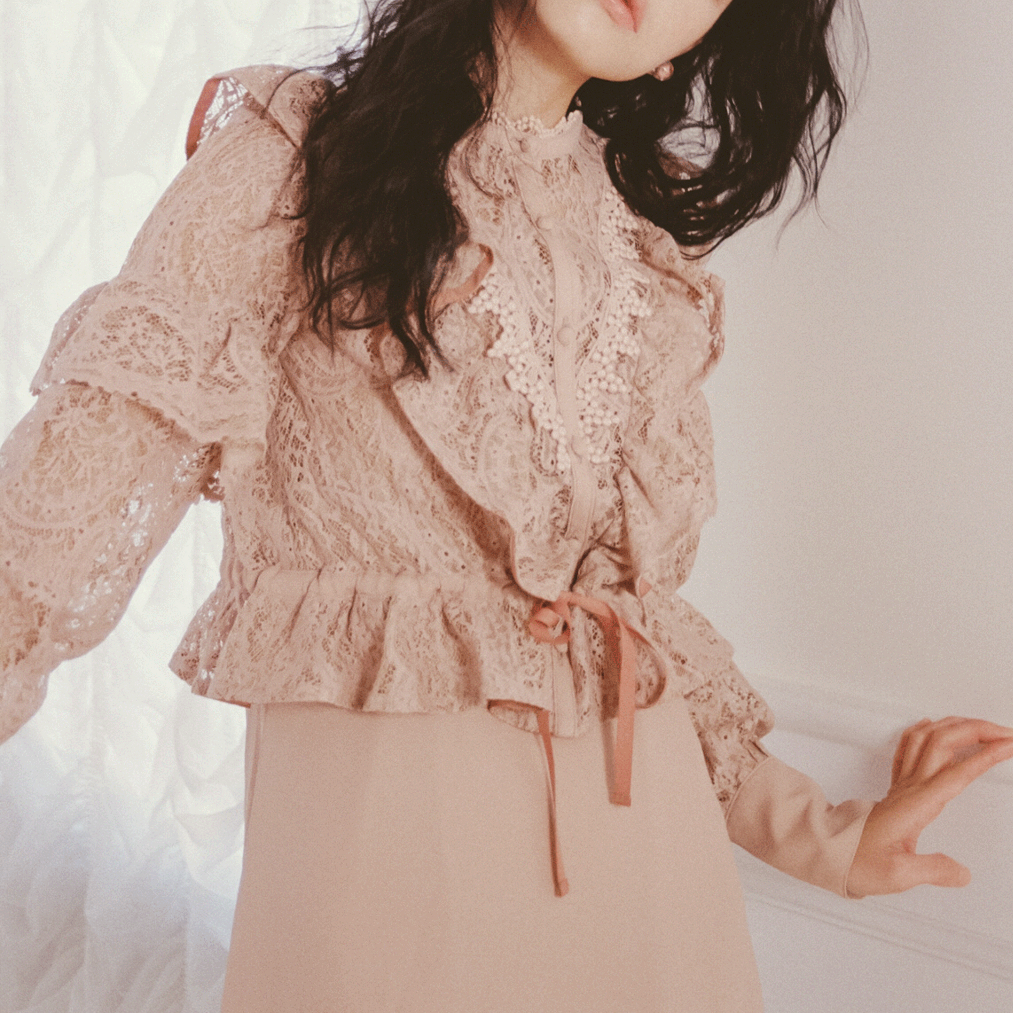 2-Way organic cotton lace midi dress