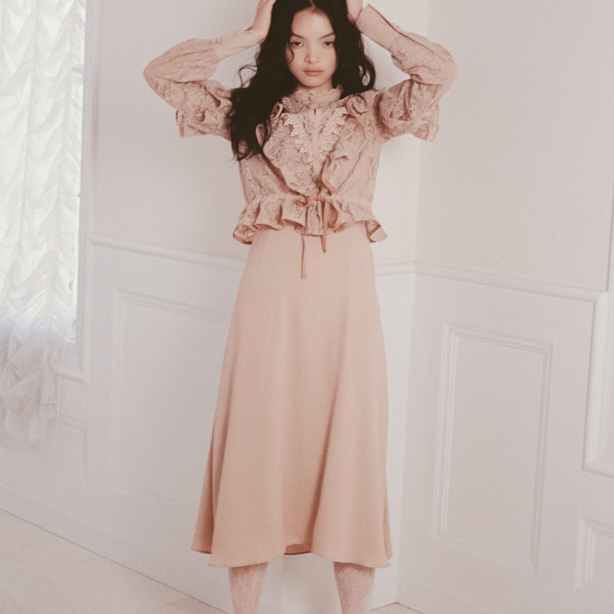 2-Way organic cotton lace midi dress