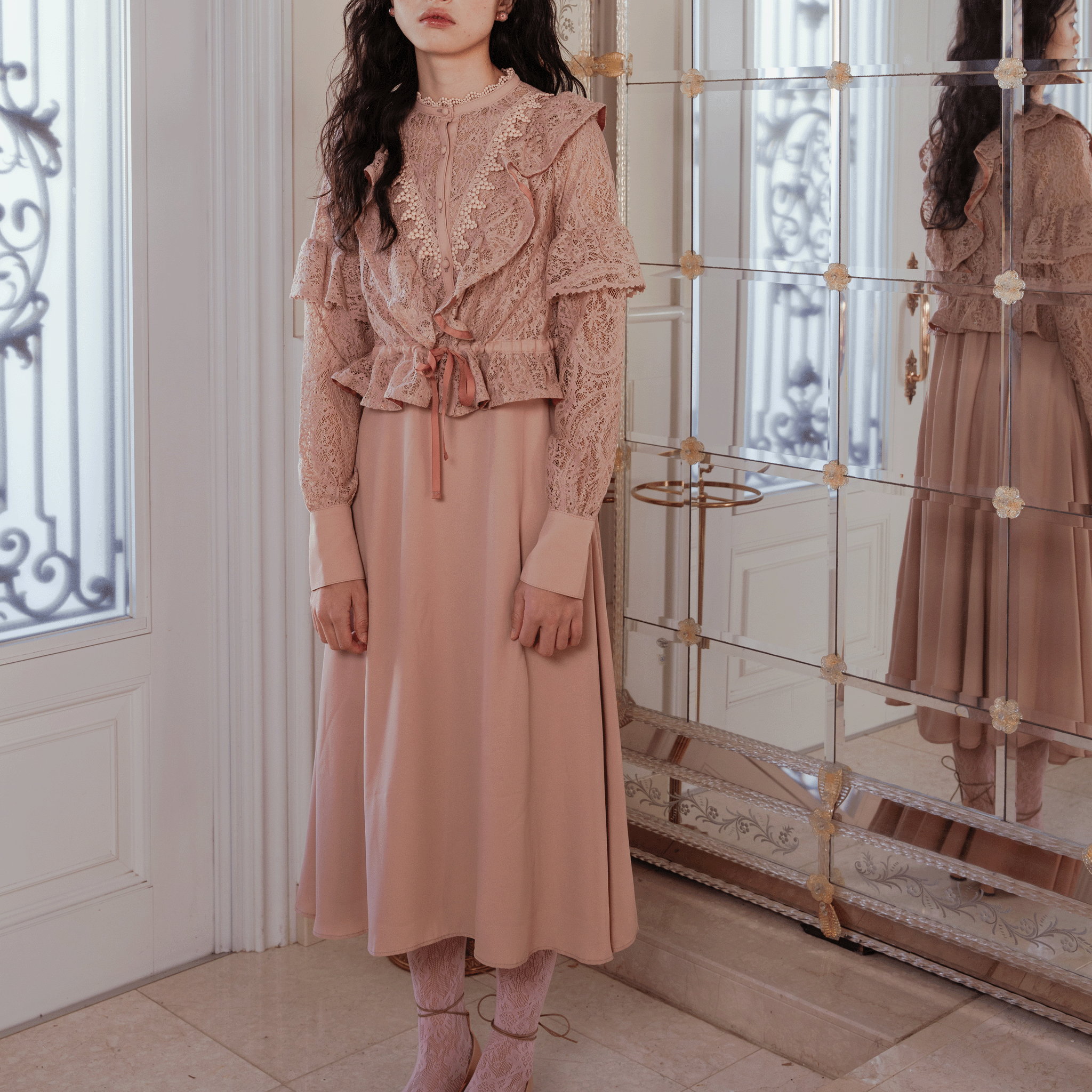 2-Way organic cotton lace midi dress