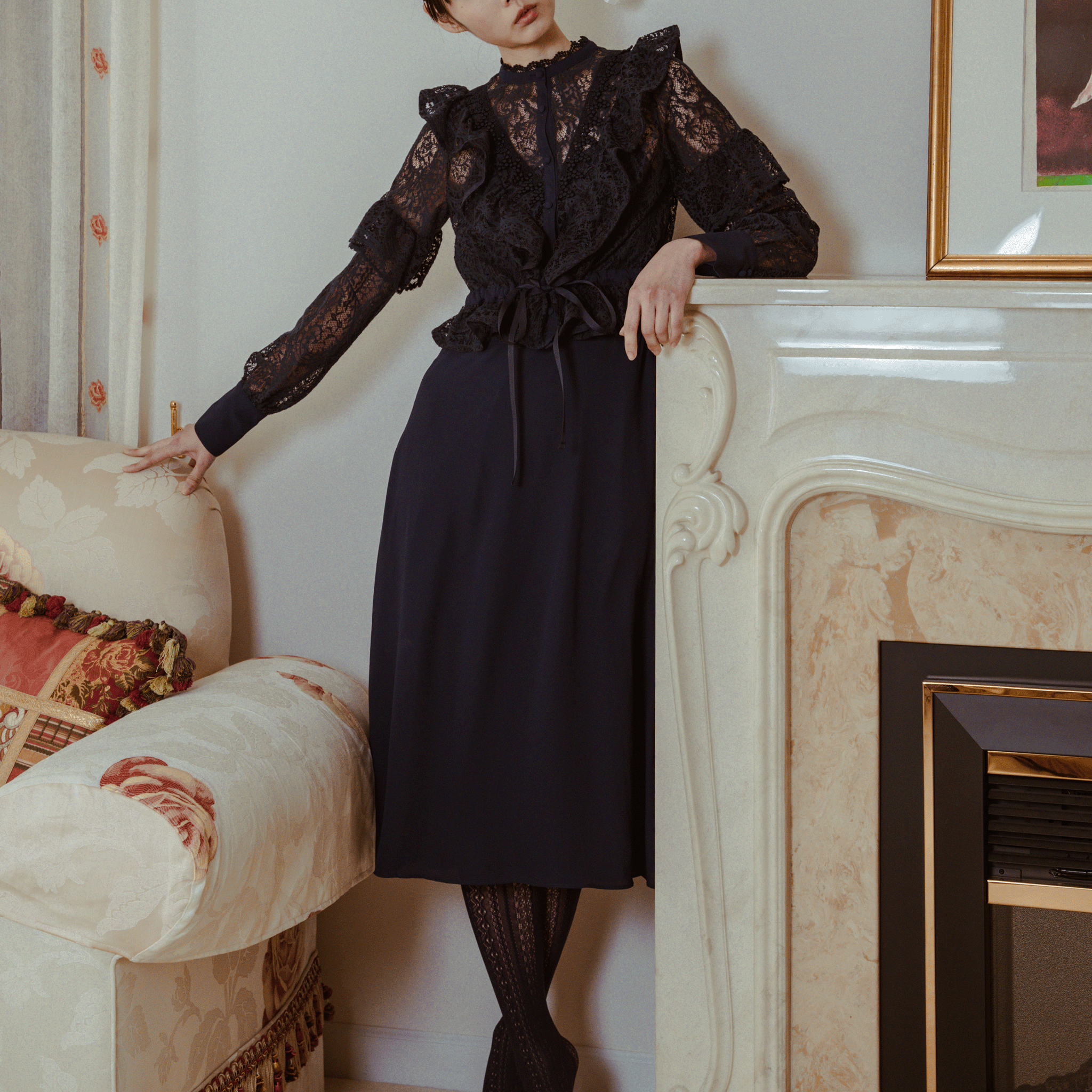 2-Way organic cotton lace midi dress
