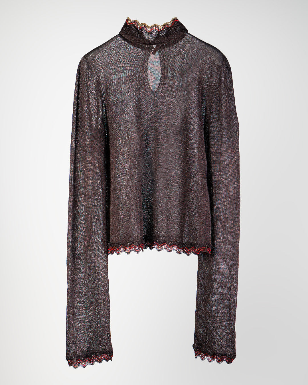 Beer bottle button lamé knit turtleneck Chocolate【予約販売:2026年9月~10月発送予定】