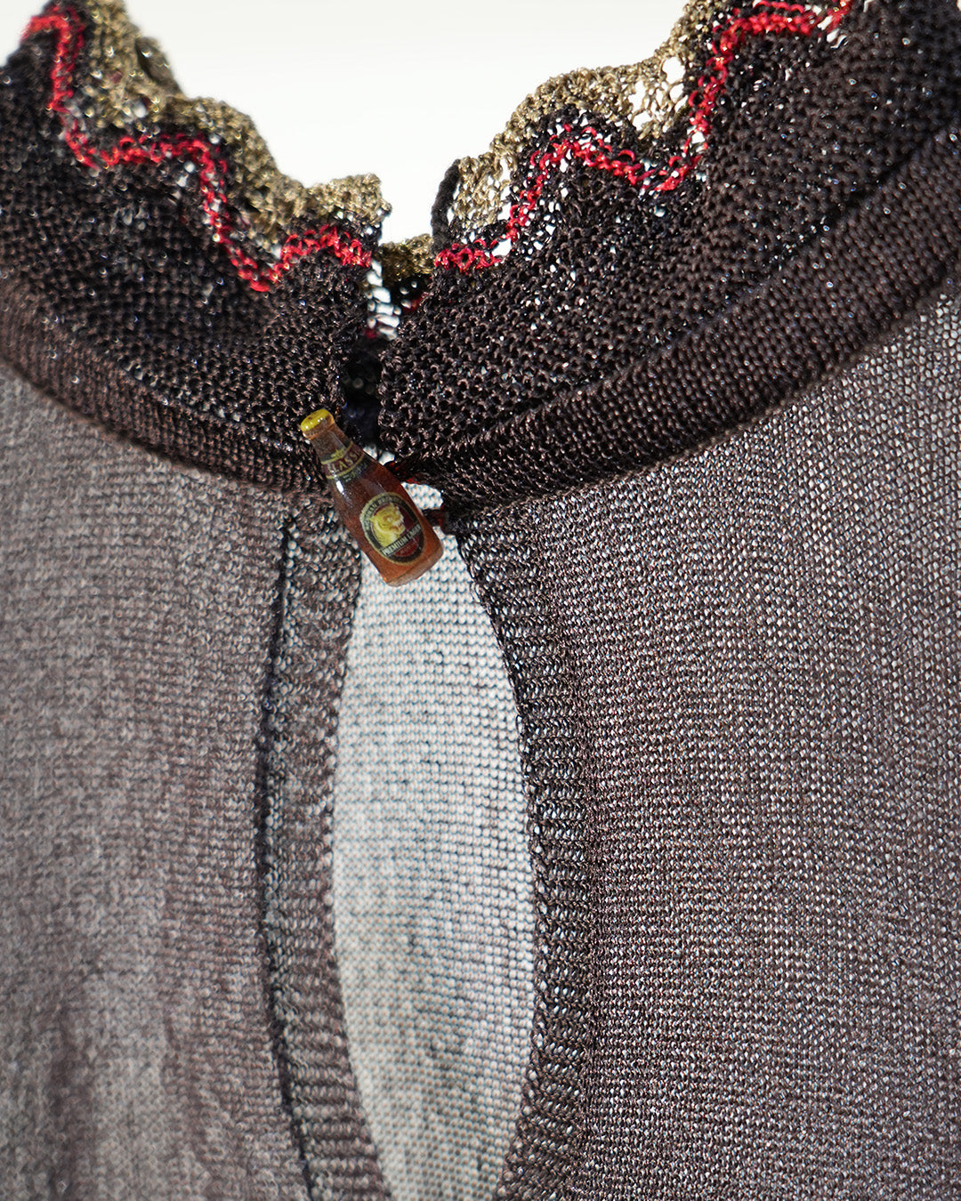 Beer bottle button lamé knit turtleneck Chocolate【予約販売:2026年9月~10月発送予定】