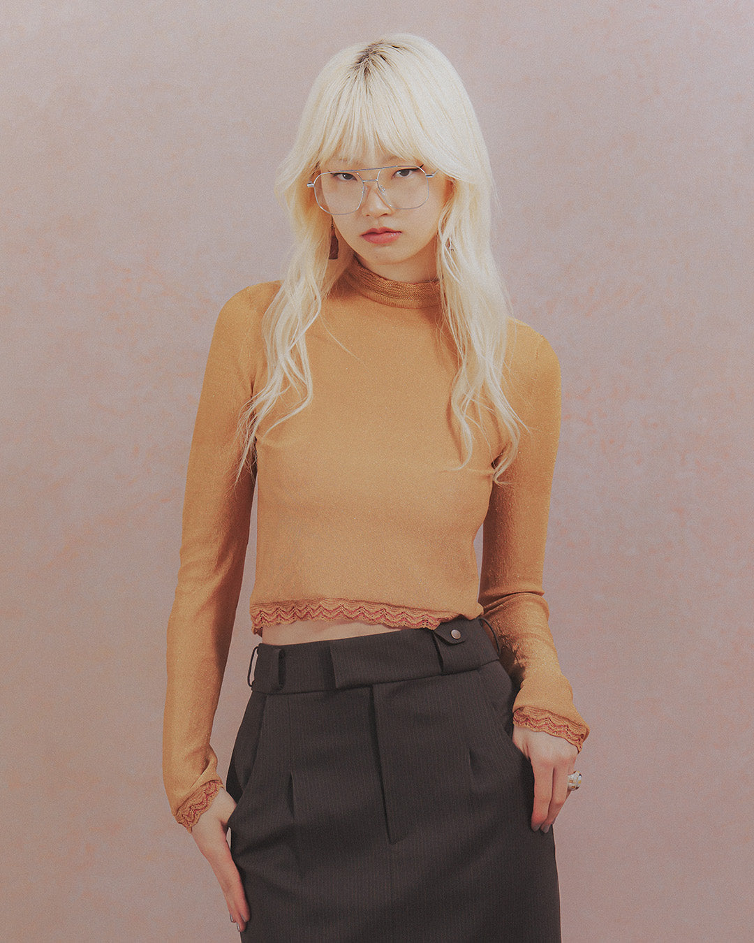 Beer bottle button lamé knit turtleneck Gold【予約販売:2026年9月~10月発送予定】