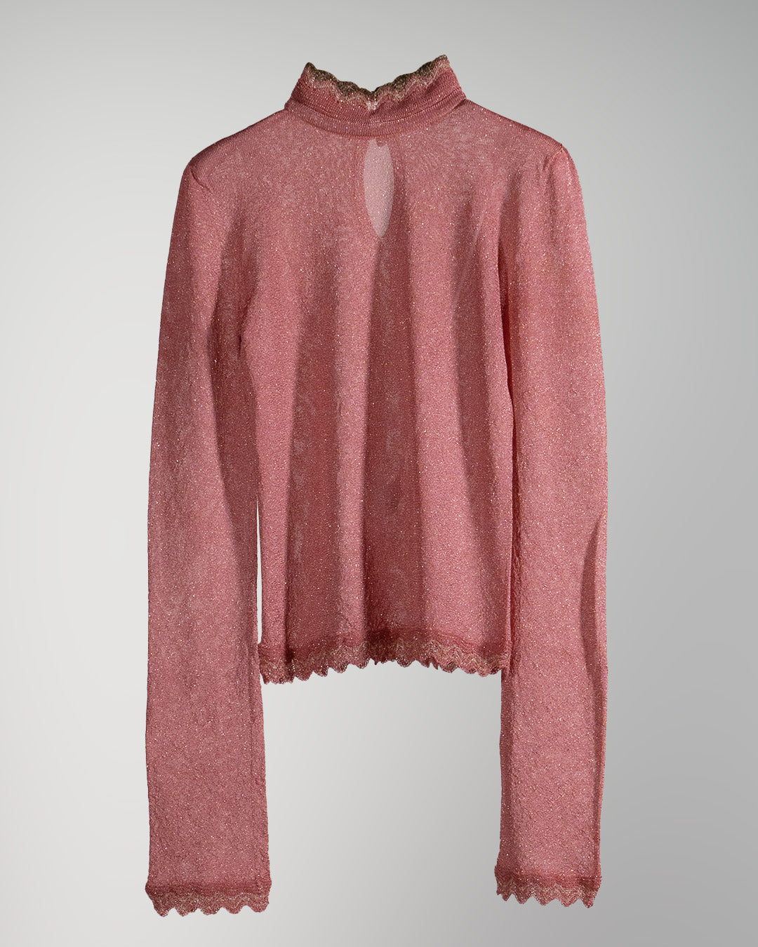 Beer bottle button lamé knit turtleneck Rosé【予約販売:2026年9月~10月発送予定】