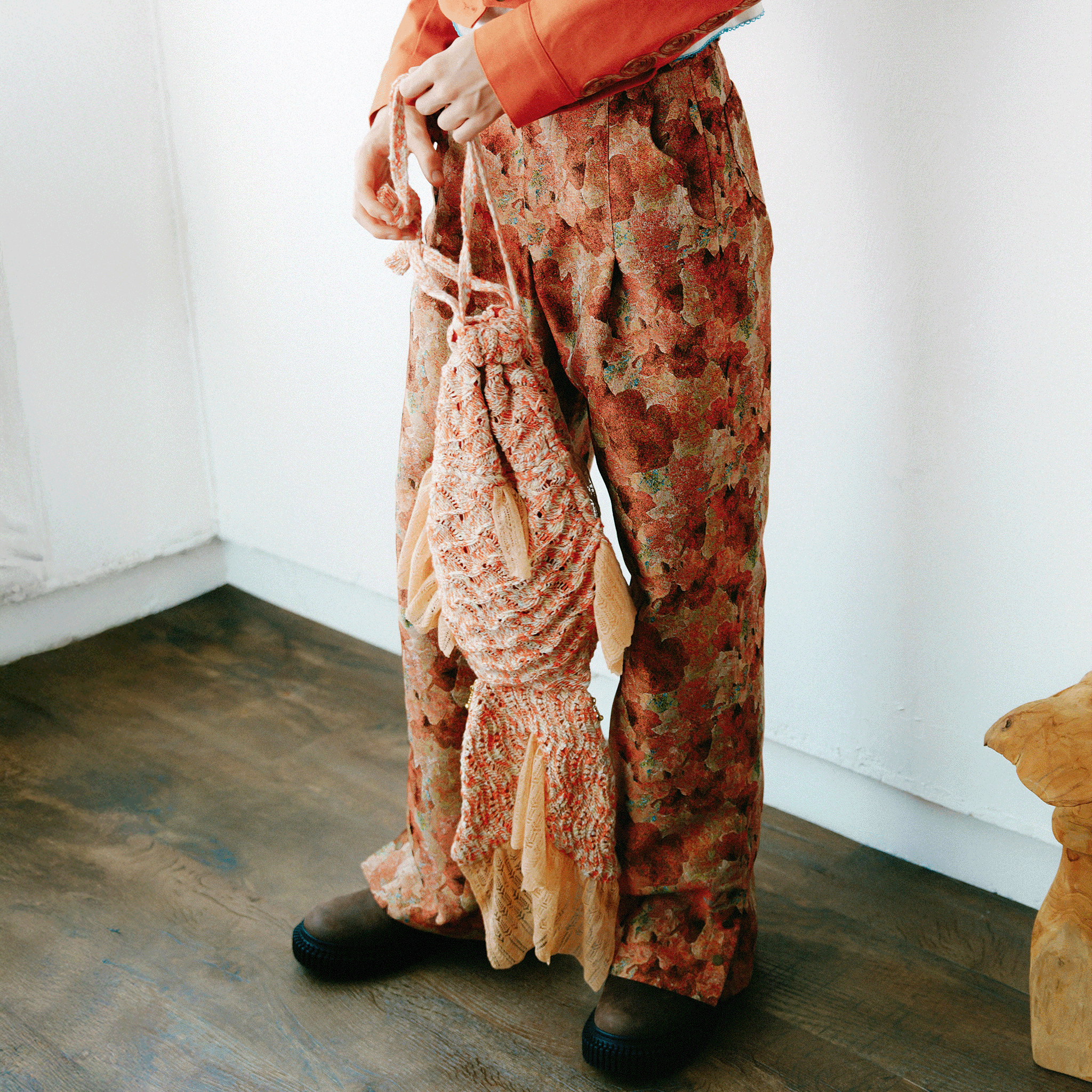 Snapdragon Floral Jacquard Slacks Red【予約販売:2026年3月~5月発送予定】