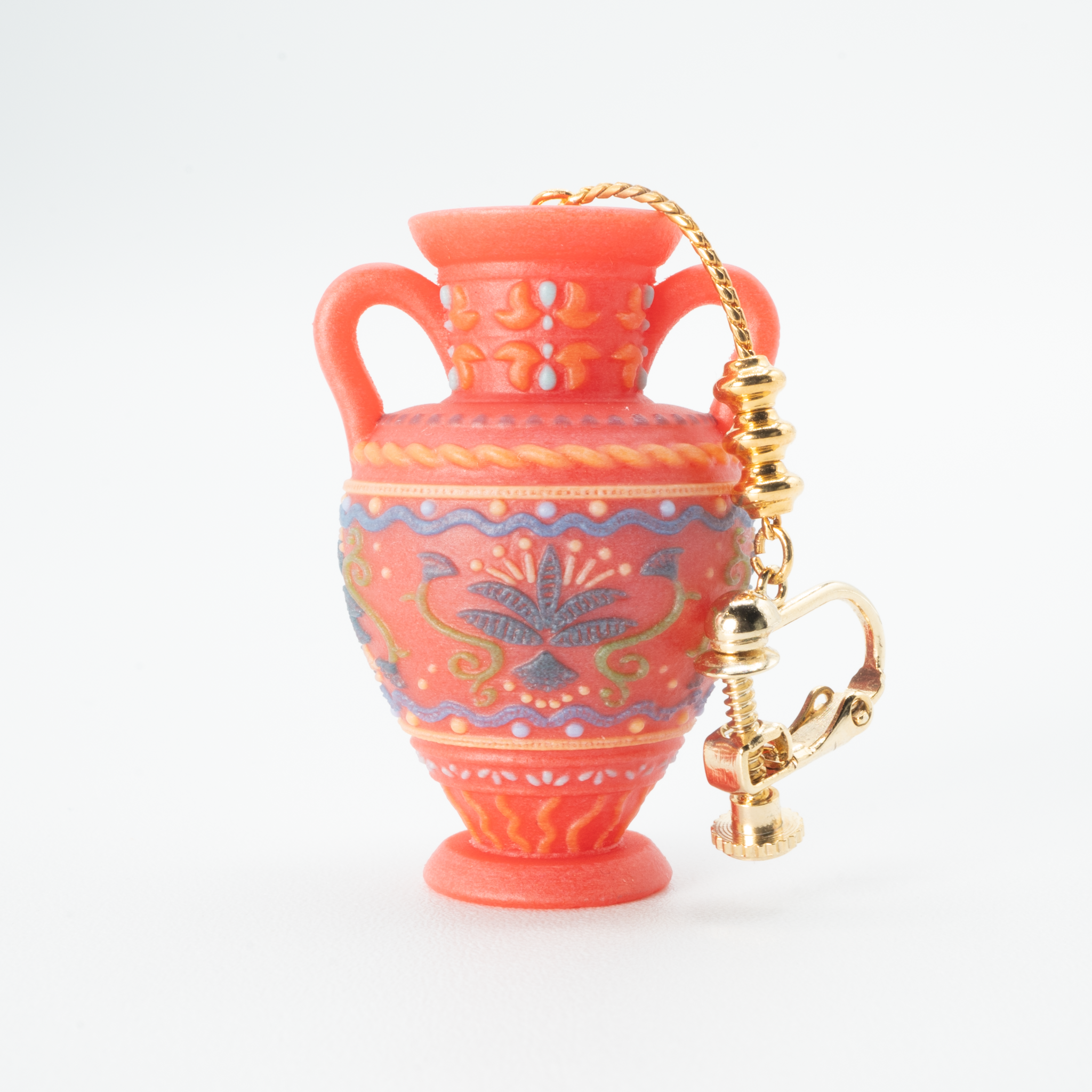 Flower vase single earring Red