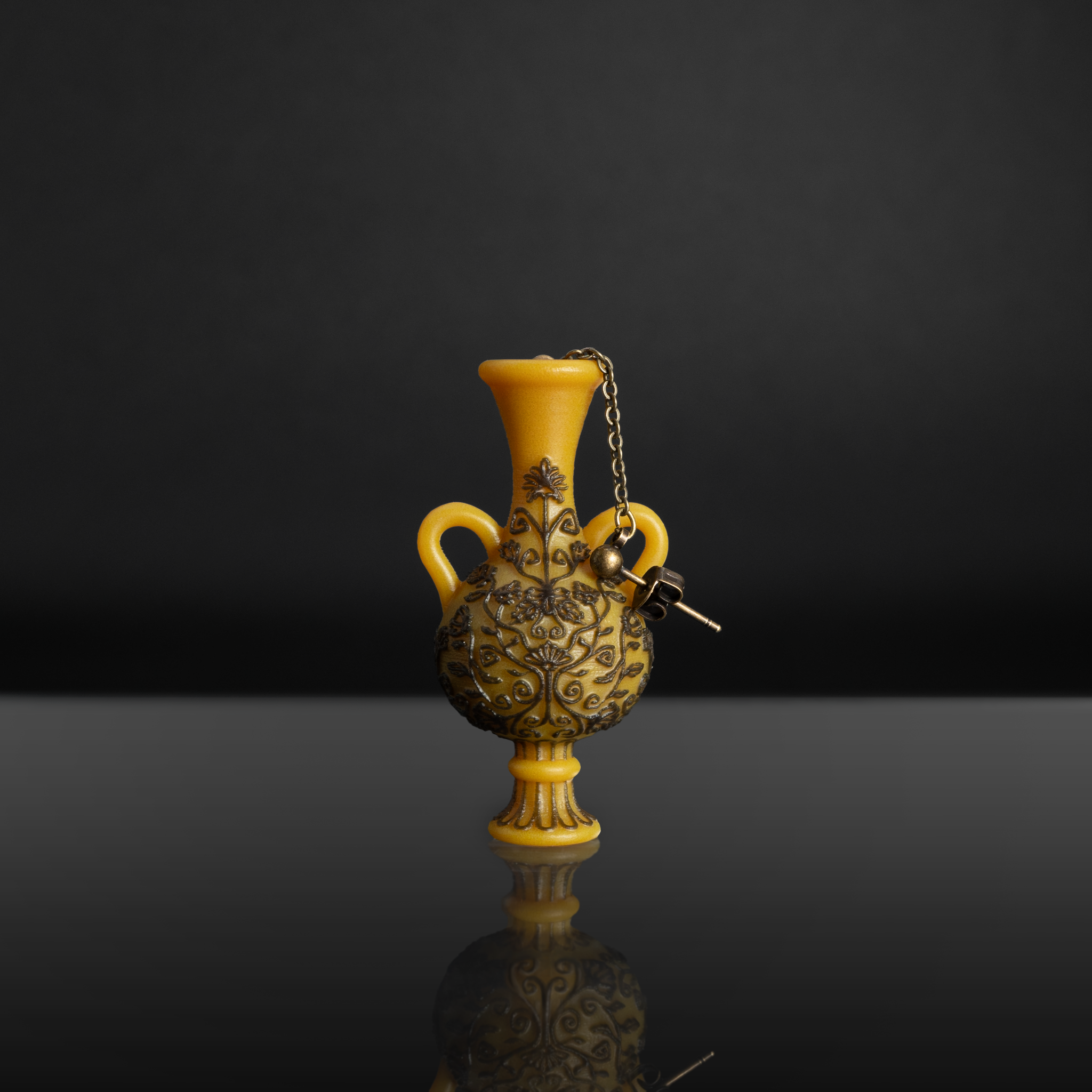 KIKU flower vase single earring Yellow