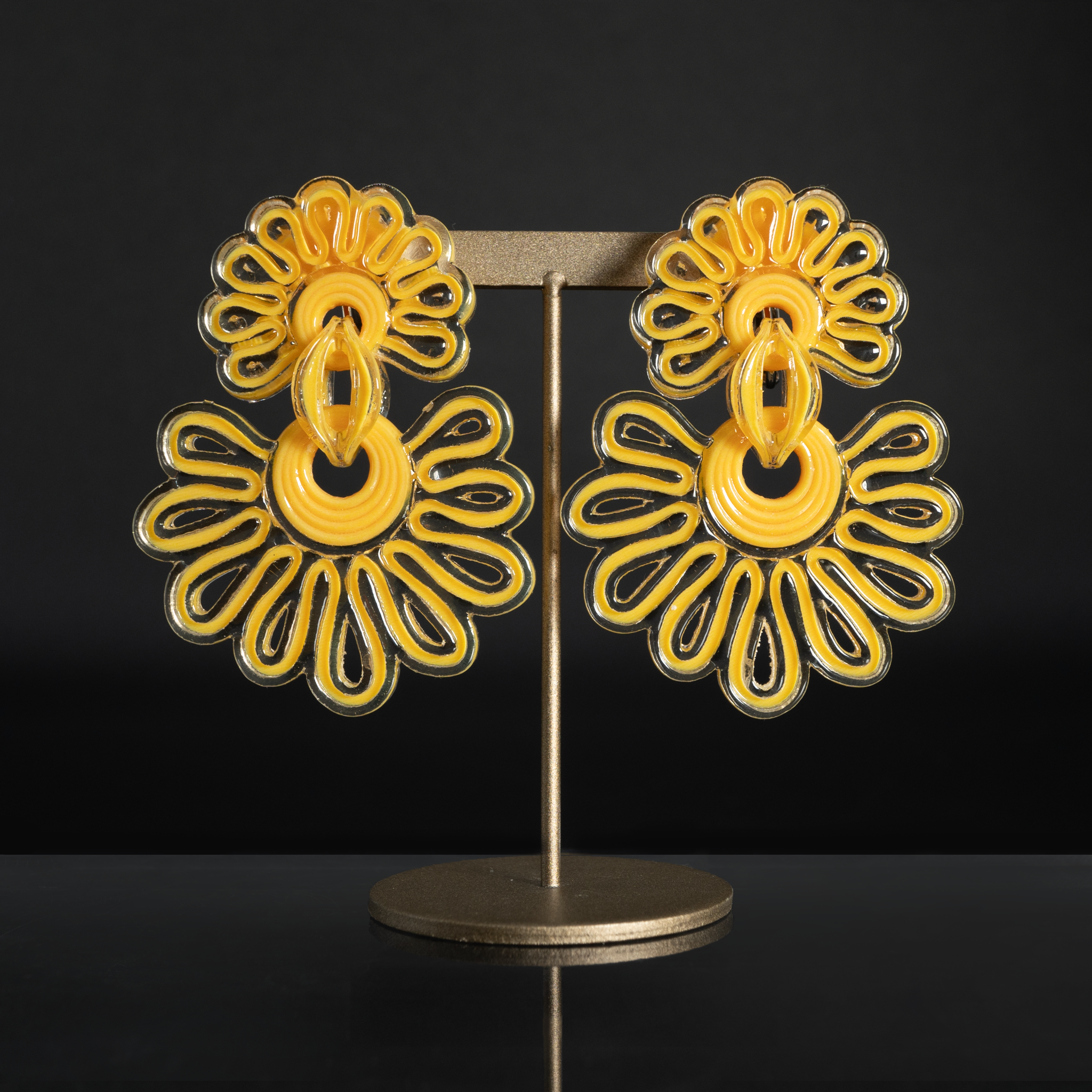 KIKU wave earrings - M - Yellow