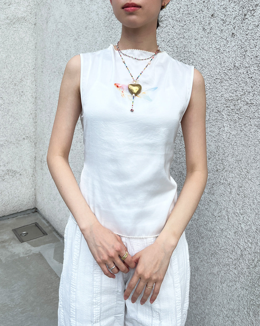 Goldfish Bowl Tank Top White Goldfish
