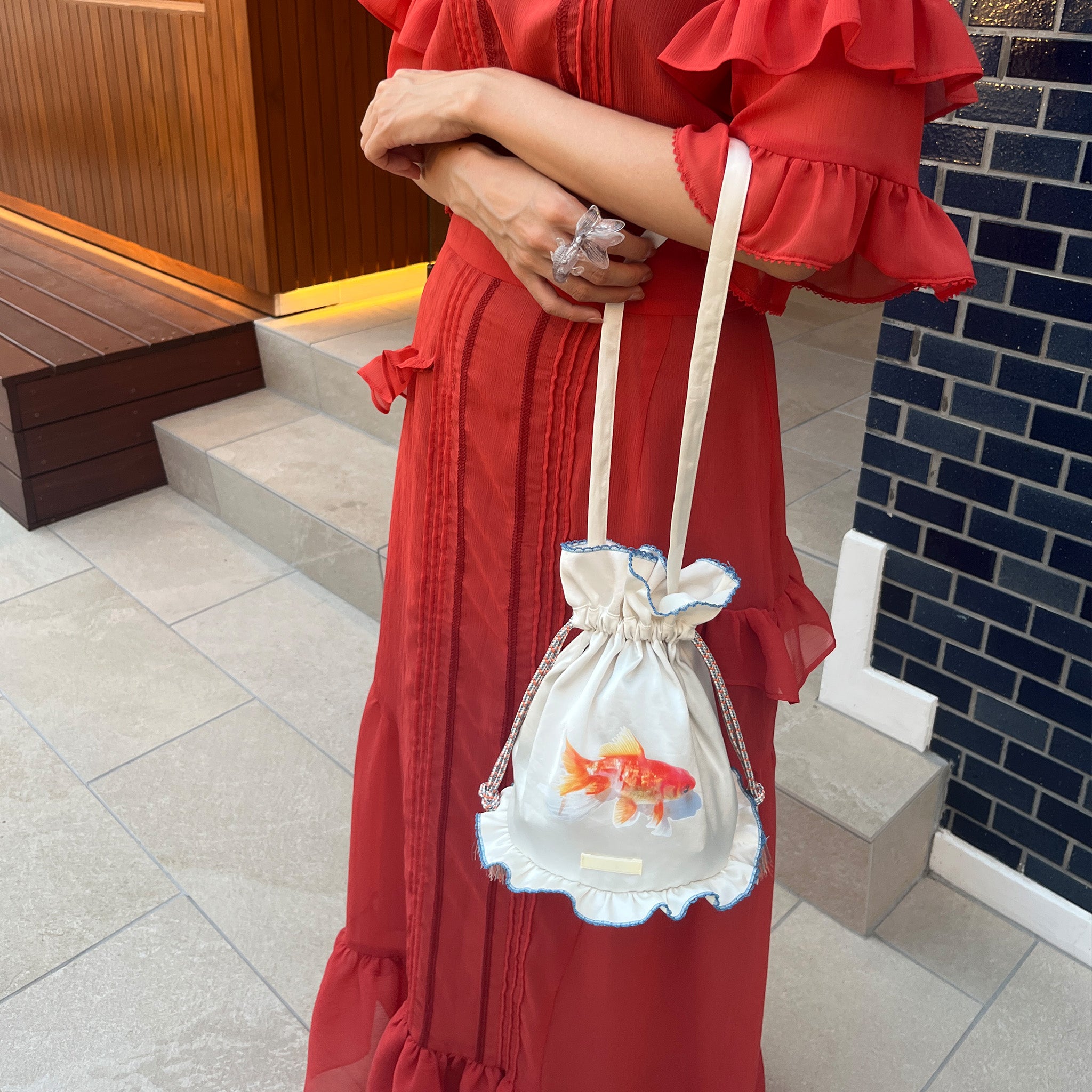 Goldfish bowl Draw String Bag Red Goldfish【予約販売:2026年3月~5月発送予定】