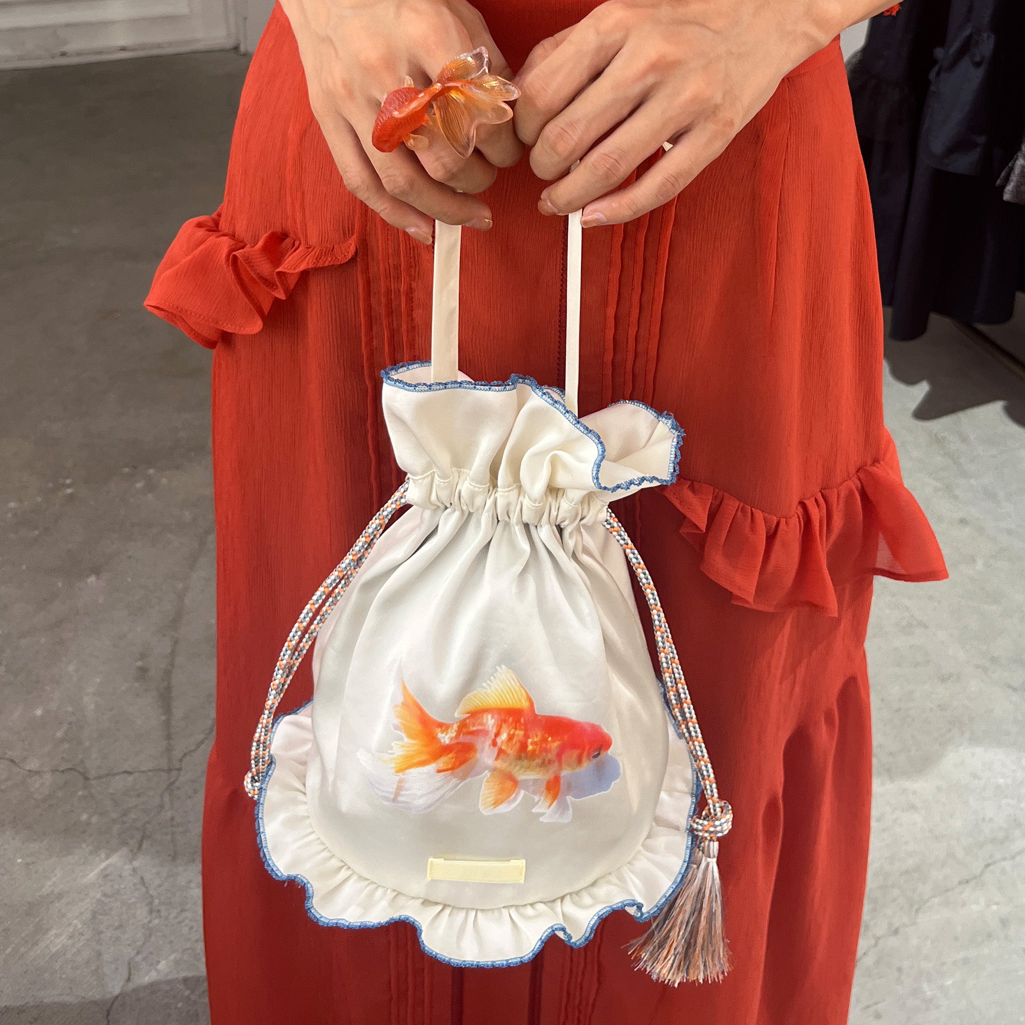 Goldfish bowl Draw String Bag Red Goldfish【予約販売:2026年3月~5月発送予定】