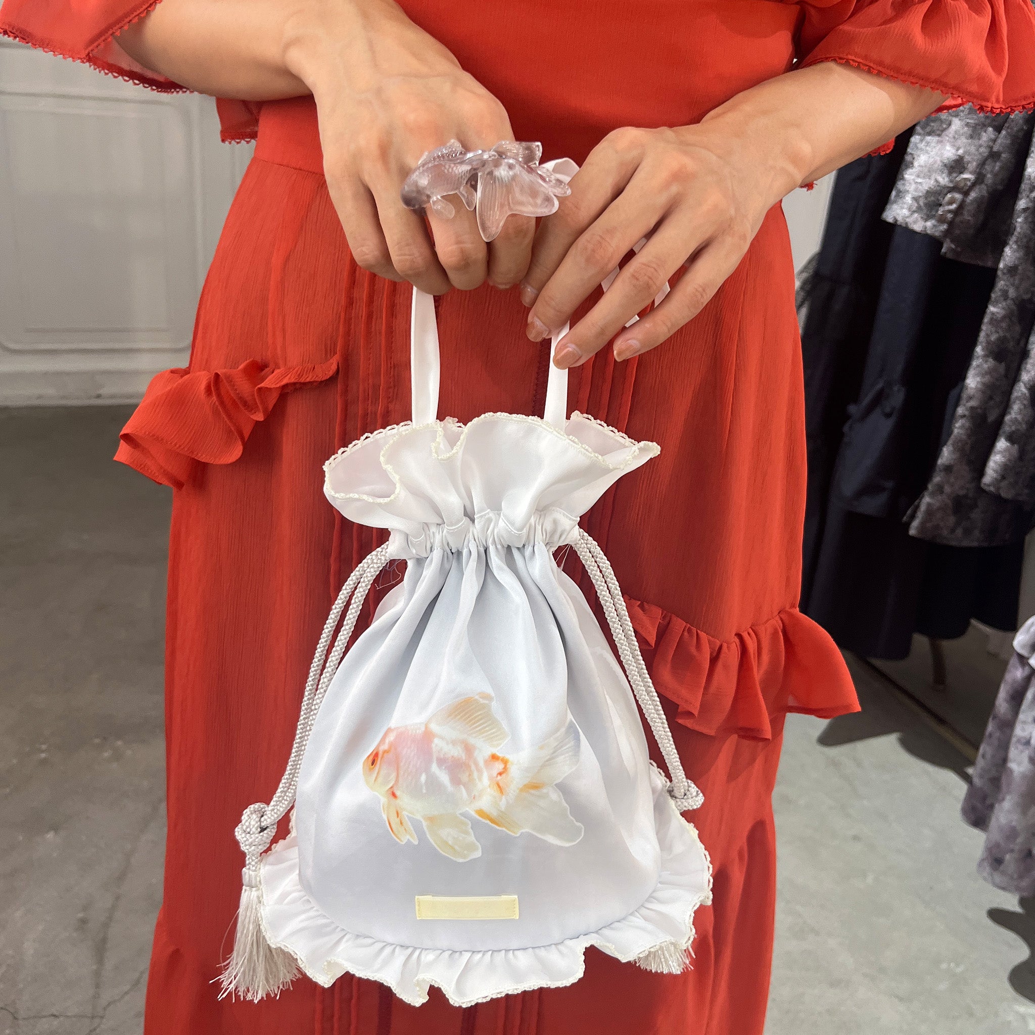 Goldfish bowl Draw String Bag White Goldfish【予約販売:2026年3月~5月発送予定】
