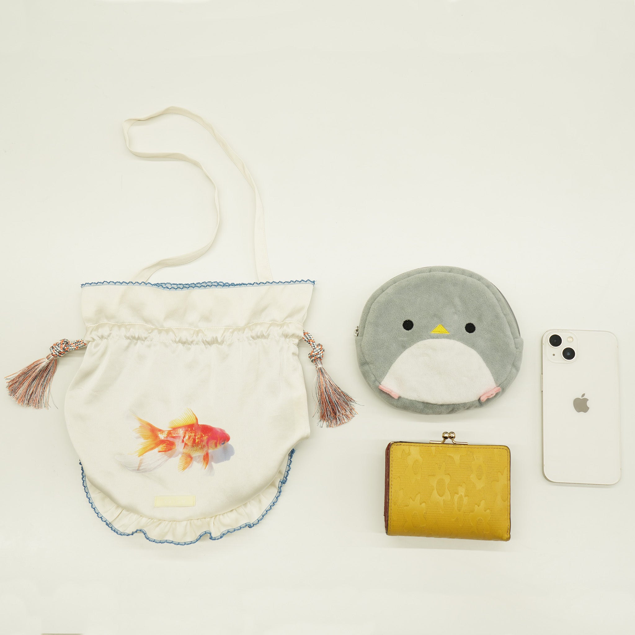 Goldfish bowl Draw String Bag White Goldfish【予約販売:2026年3月~5月発送予定】