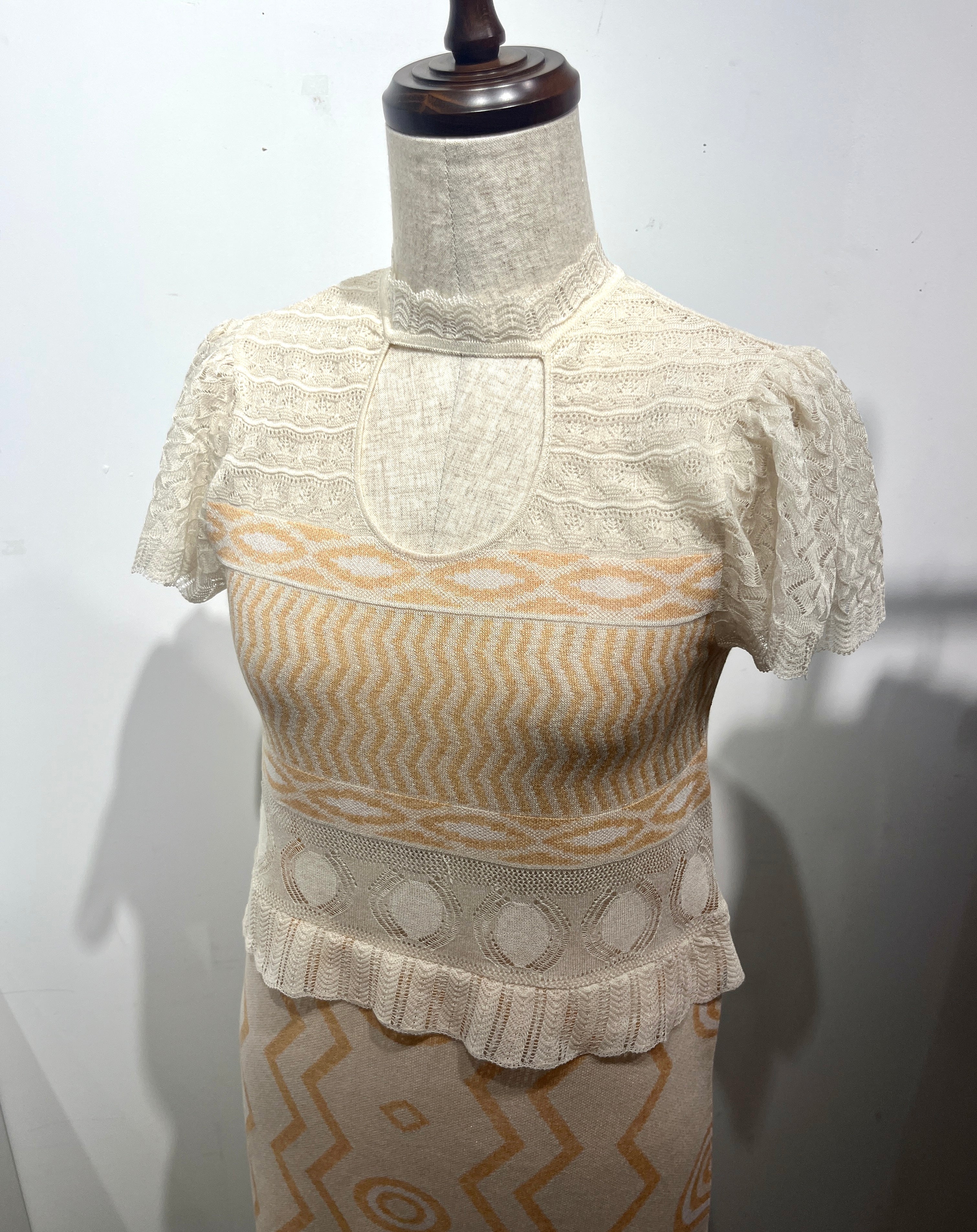 Wave-pattern lamé knitted dress White【予約販売:2026年3月~5月発送予定】