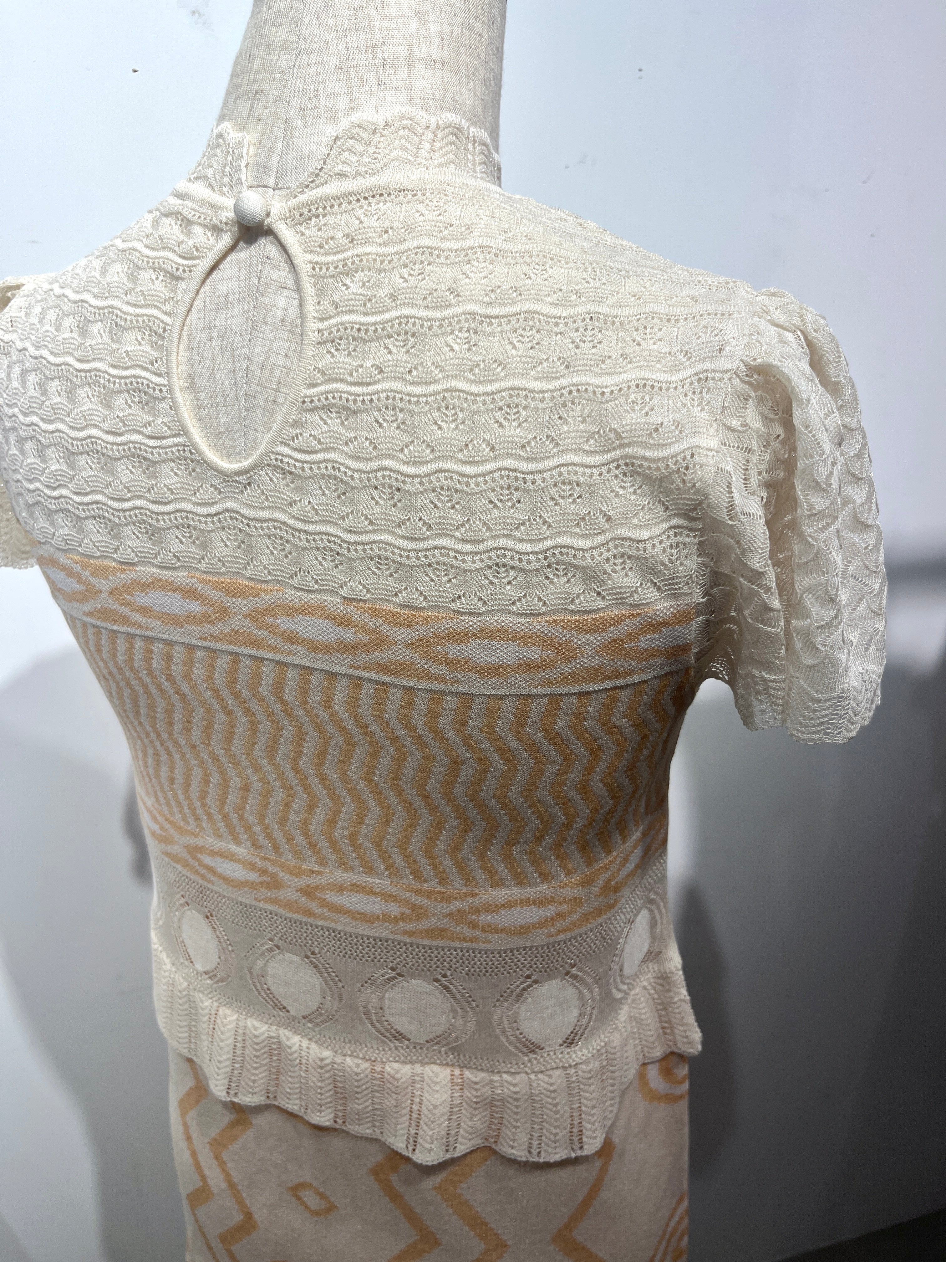 Wave-pattern lamé knitted dress White【予約販売:2026年3月~5月発送予定】