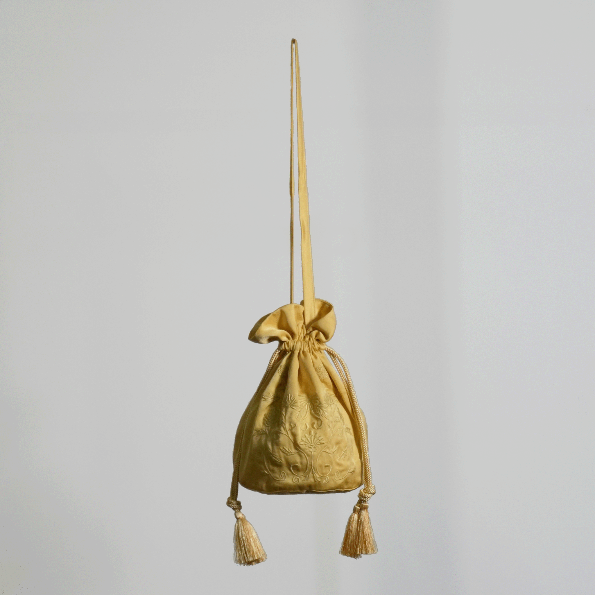 KIKU embroidered drawstring bag Yellow