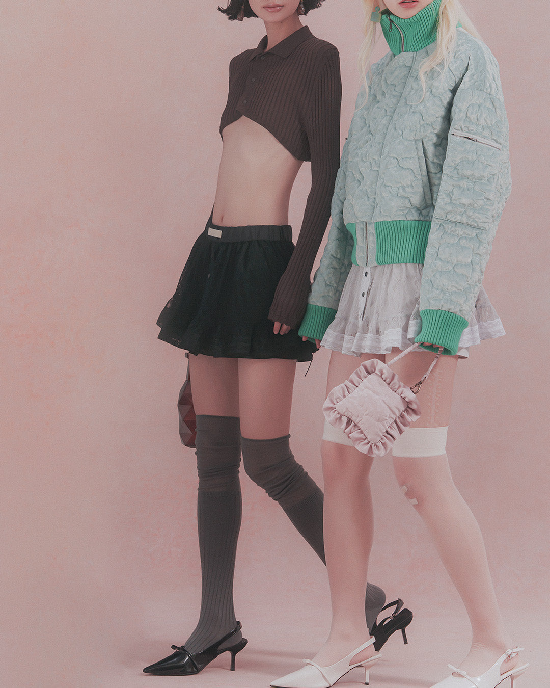 Lace-Paneled Striped Skort Black【予約販売:2026年9月~10月発送予定】