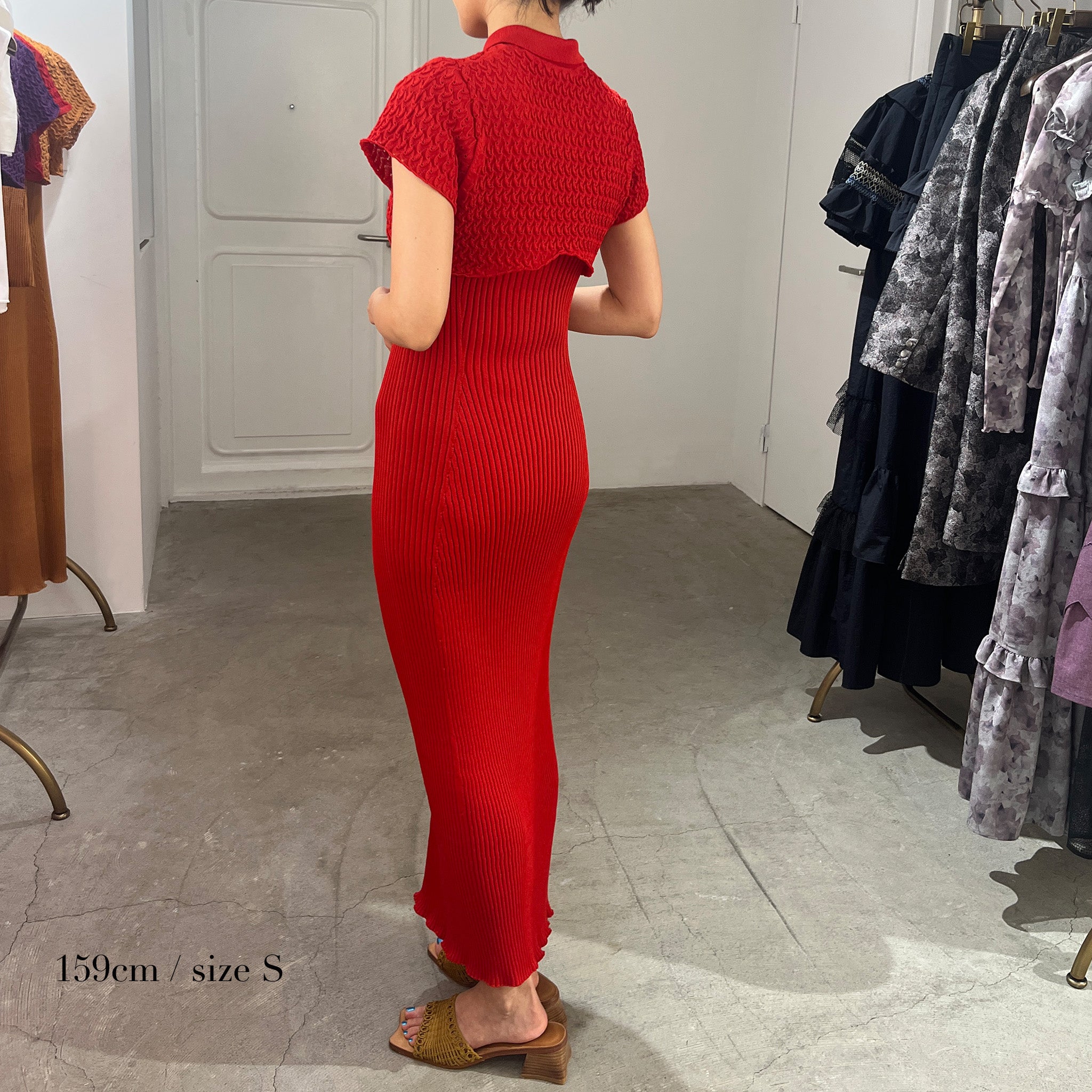 Wave Polo Bolero Knit Dress Set Red【予約販売:2026年3月~5月発送予定】