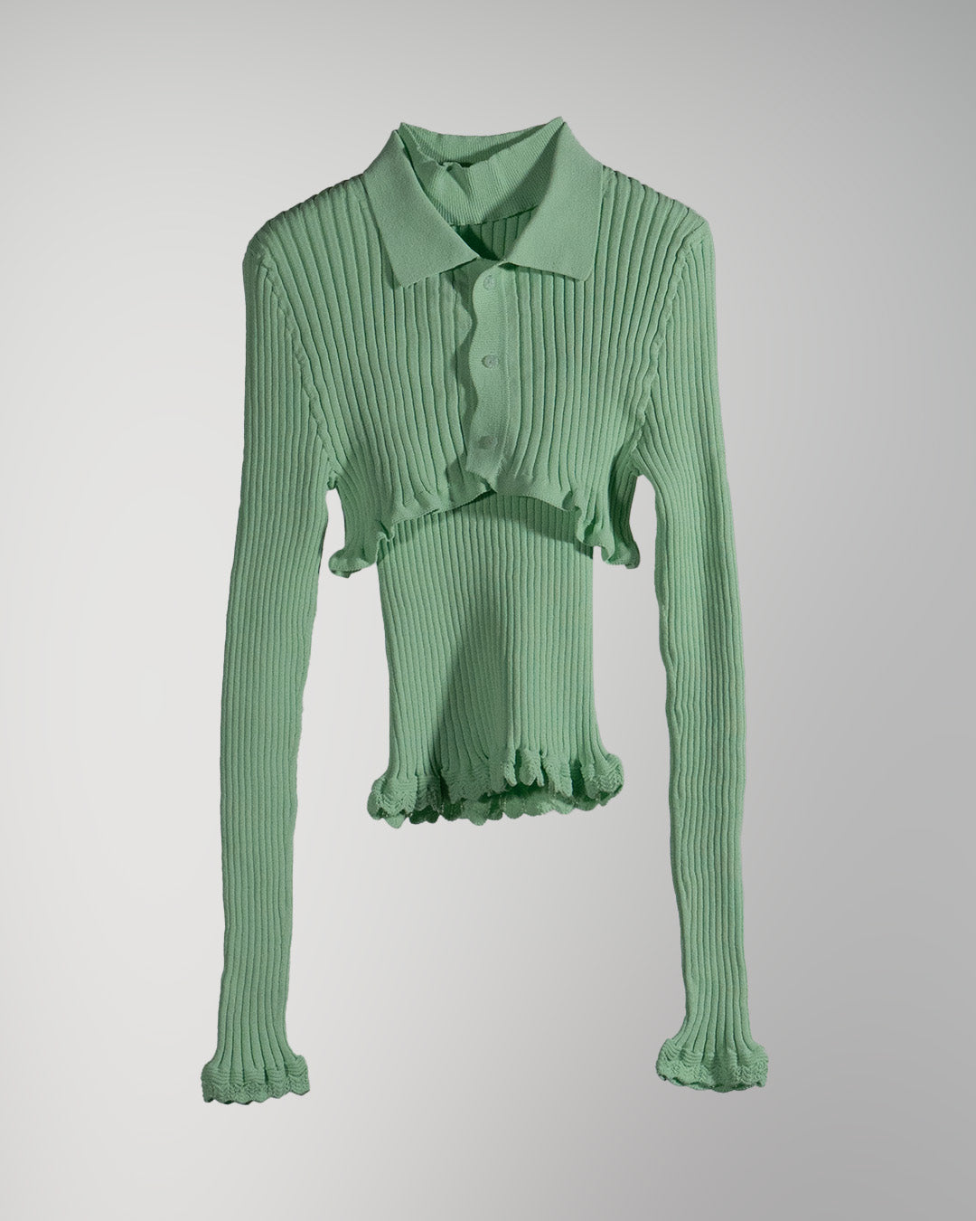Ribbed polo bolero knit set Light green【予約販売:2026年9月~10月発送予定】