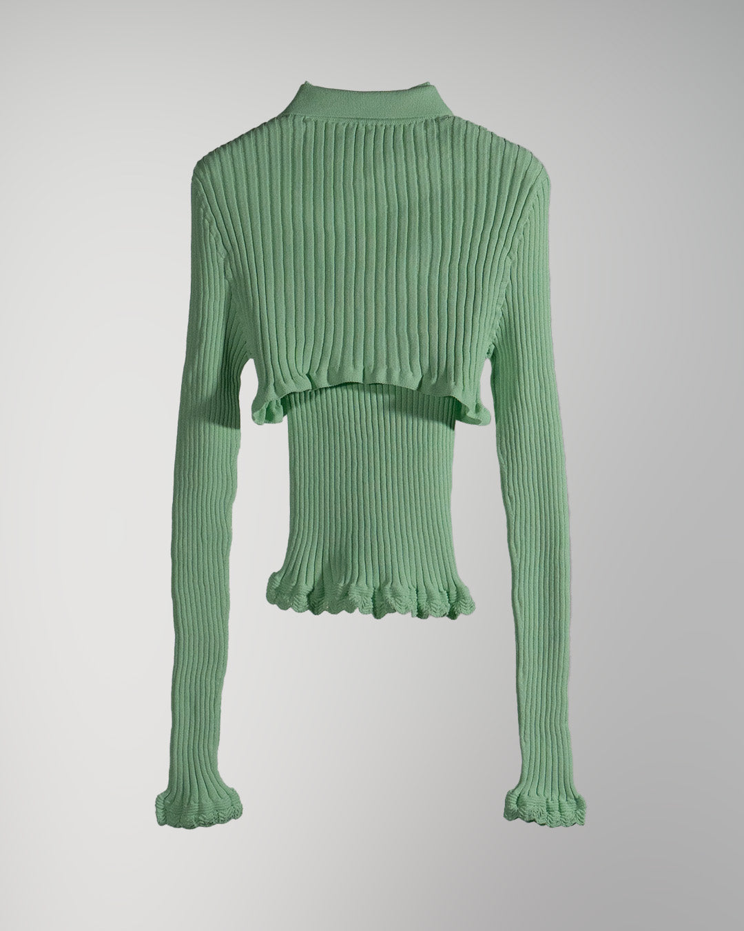 Ribbed polo bolero knit set Light green【予約販売:2026年9月~10月発送予定】