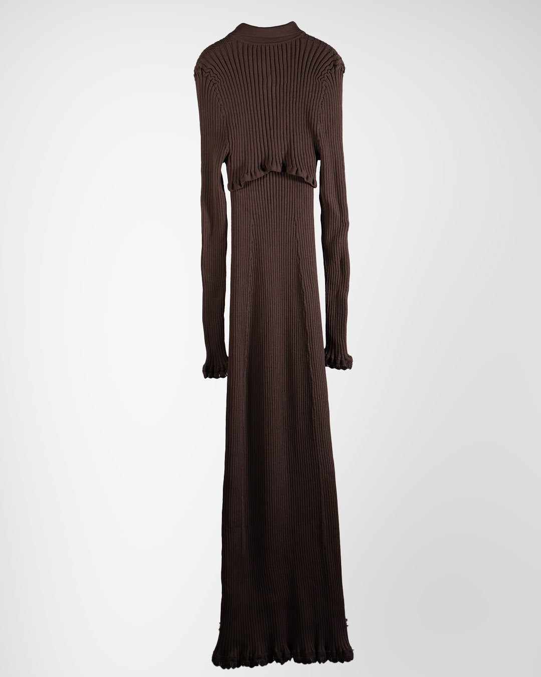 Ribbed polo bolero knit dress set Brown【予約販売:2026年9月~10月発送予定】